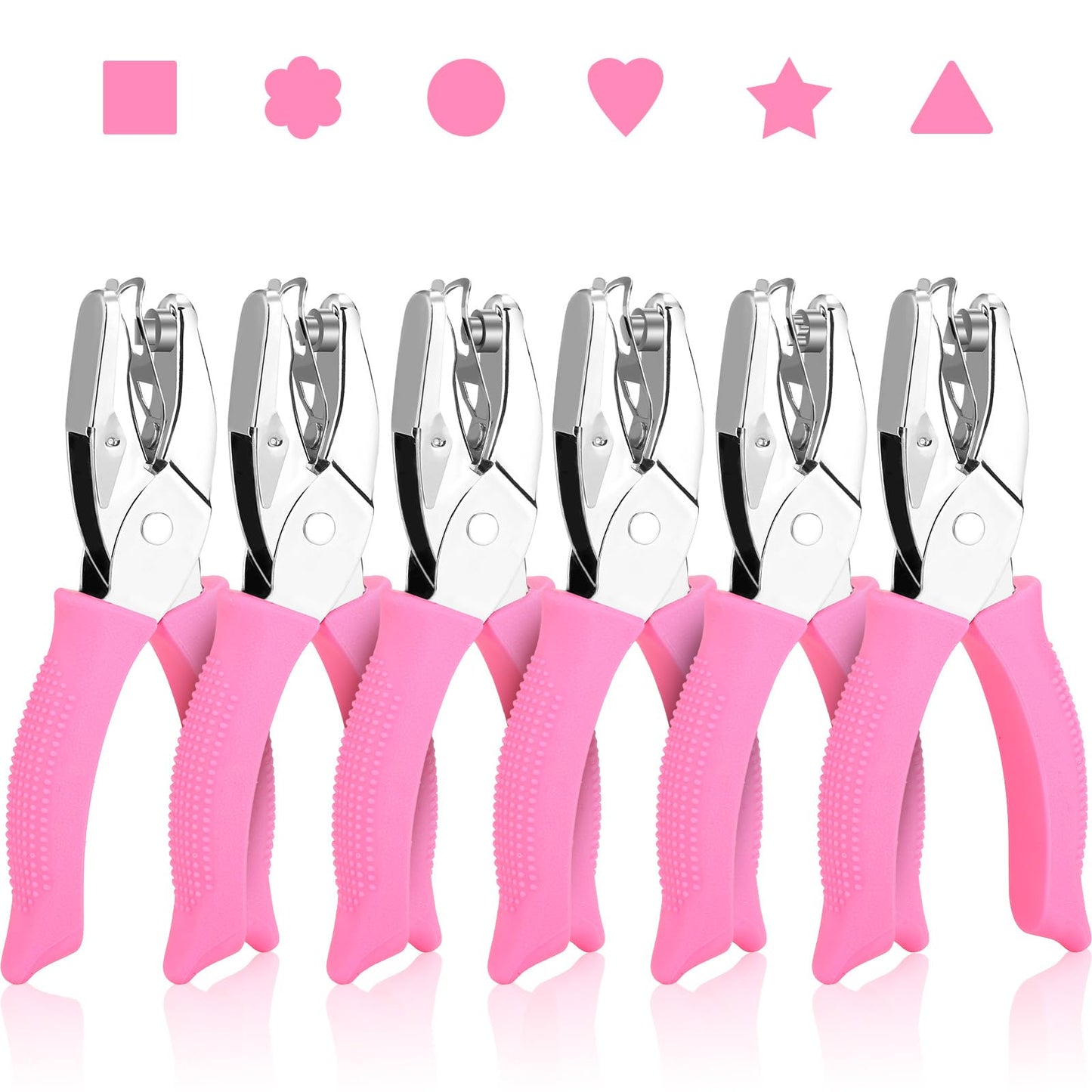 MAPVOLUT 6-Pack Craft Hole Punchers Set - 1/4 Inch Hole Punch for Paper, Binder & Scrapbooking | Circle, Heart, Star, Triangle Shapes | Soft-Grip Handles, Auto Paper Chip Collector, Lightweight