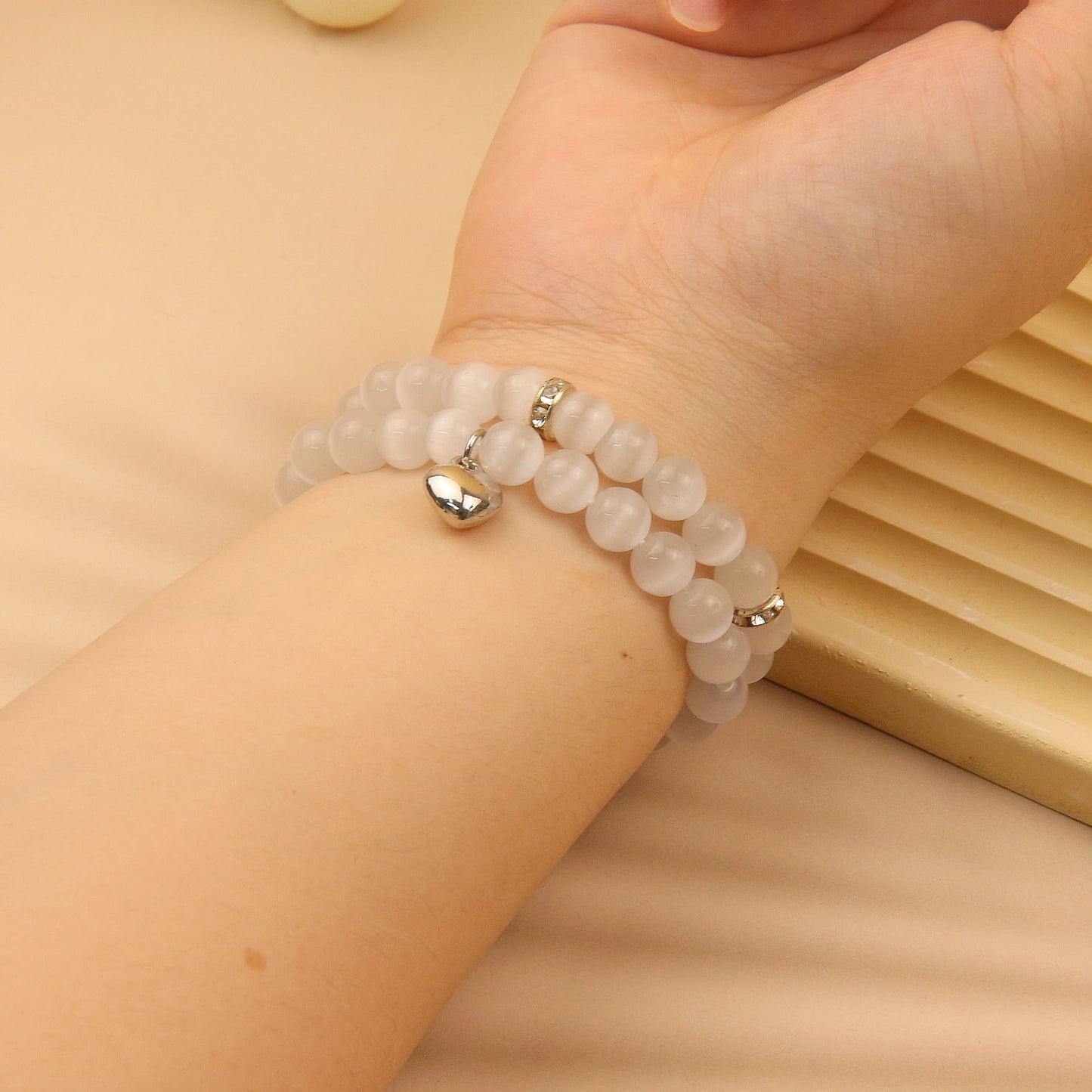 GDLKPYHS Healing Bracelets for Women - Opal Bracelet - Healing Prayers Crystal Bracelet, 8mm Natural Stone Stress Relief Yoga Beads Get Well Soon Gifts