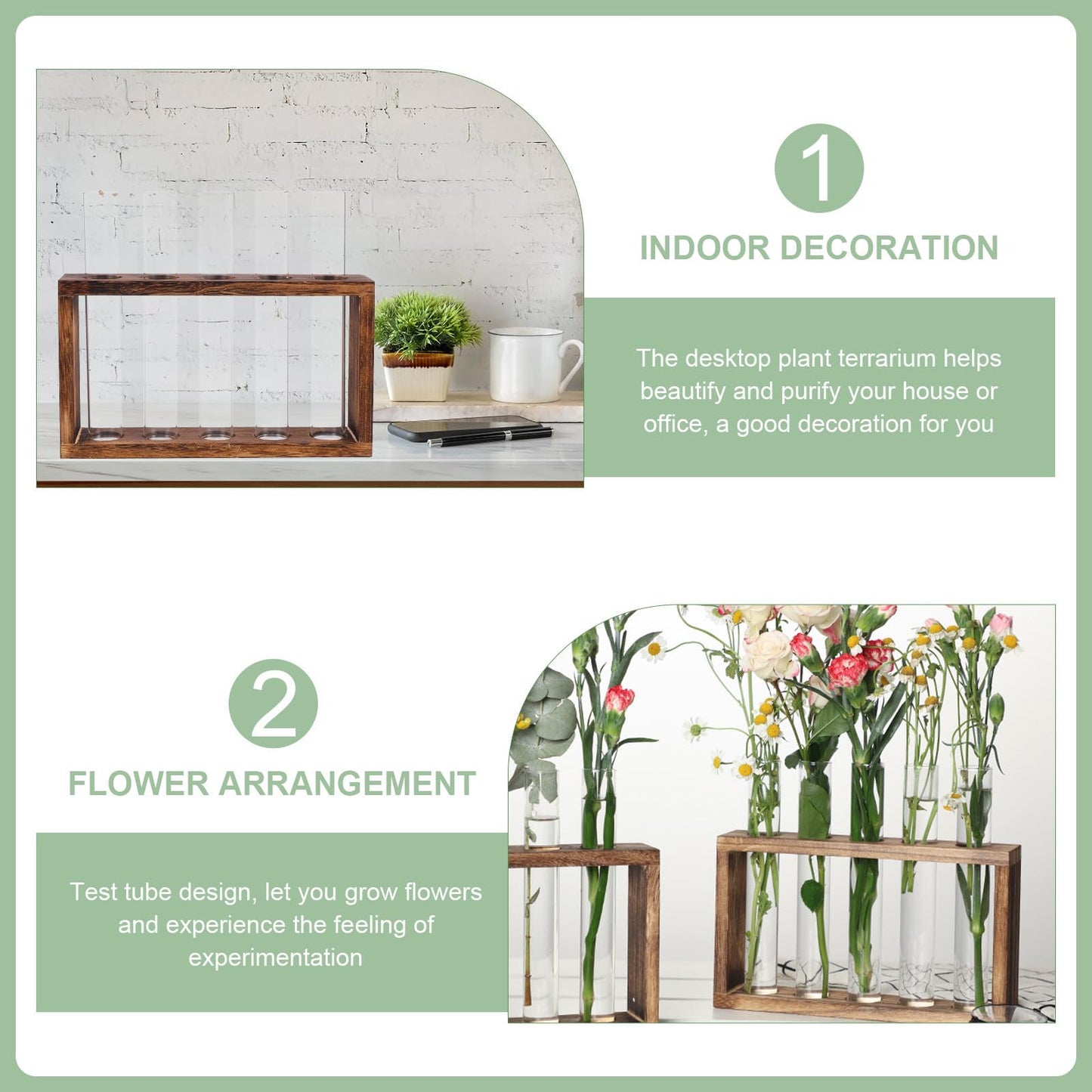 LALAFINA Glass Test Tube Vase Large Hydroponic Planter Container for Water Propagation Indoor Plants Terrarium Home Décor