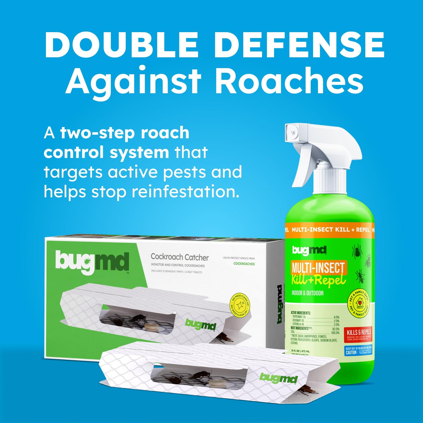 BugMD Indoor Cockroach Killer & Roach Trap - Sticky Insect, Spider, Cricket Control for Home - Glue Traps Pest Defense, 12 Pack Sticky Bug Solution