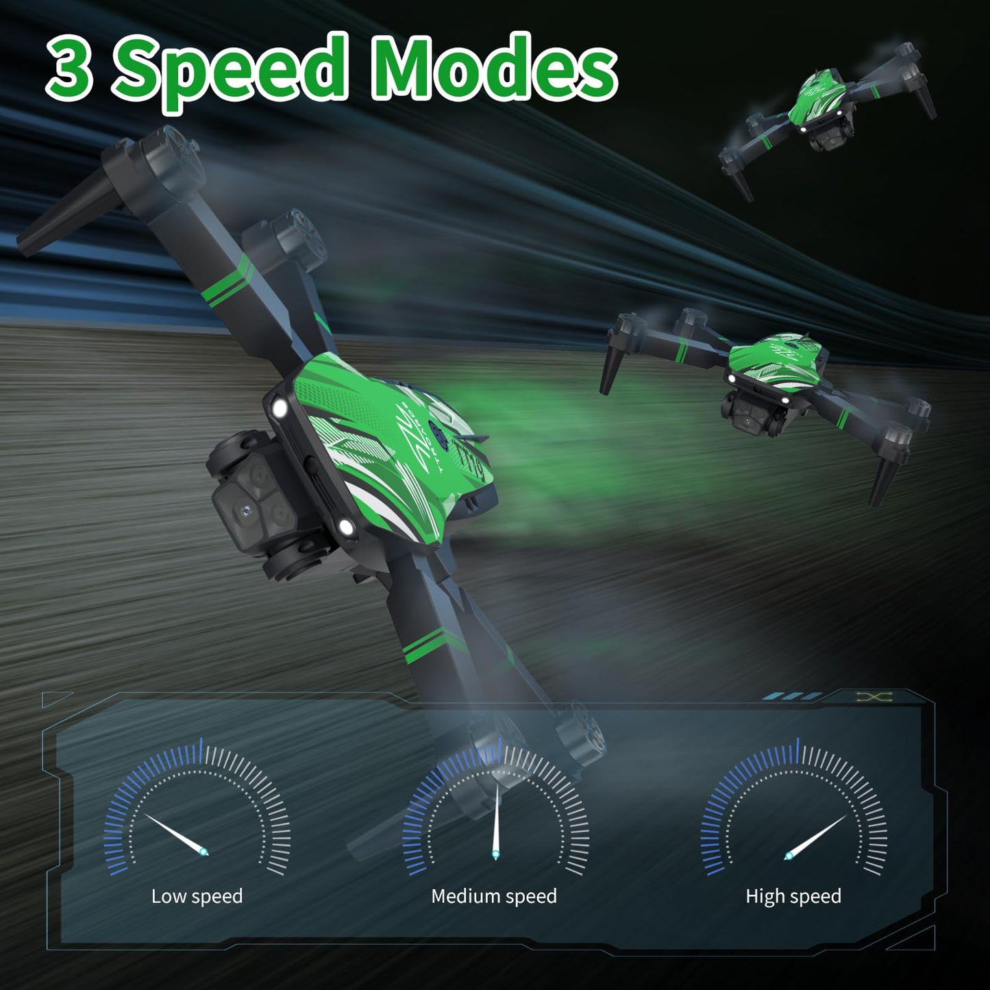 TTROARDS TT19 Drone with 4K Camera for Adults, Drones with 270° Obstacle Avoidance Function, Brushless Motor, Level 3 Wind Resistance, Foldable Quadcopter Mini Drone for Beginners, Green