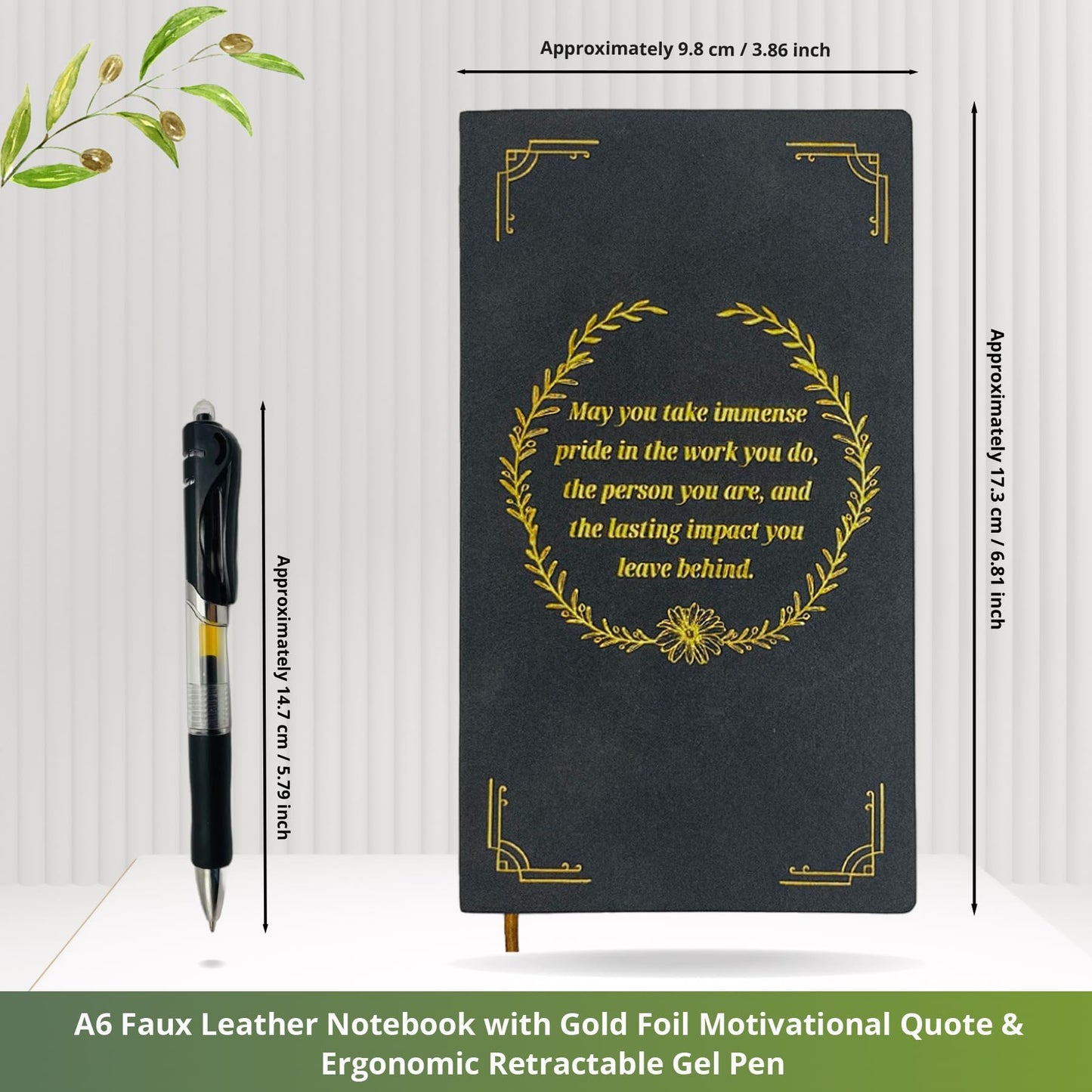 AltruPath 30 Sets Employee Appreciation Gift Set, A6 Faux Leather Notebook with Gold Foil Motivational Quote & Ergonomic Retractable Gel Pen, Ideal for Coworkers, Teachers & Volunteers