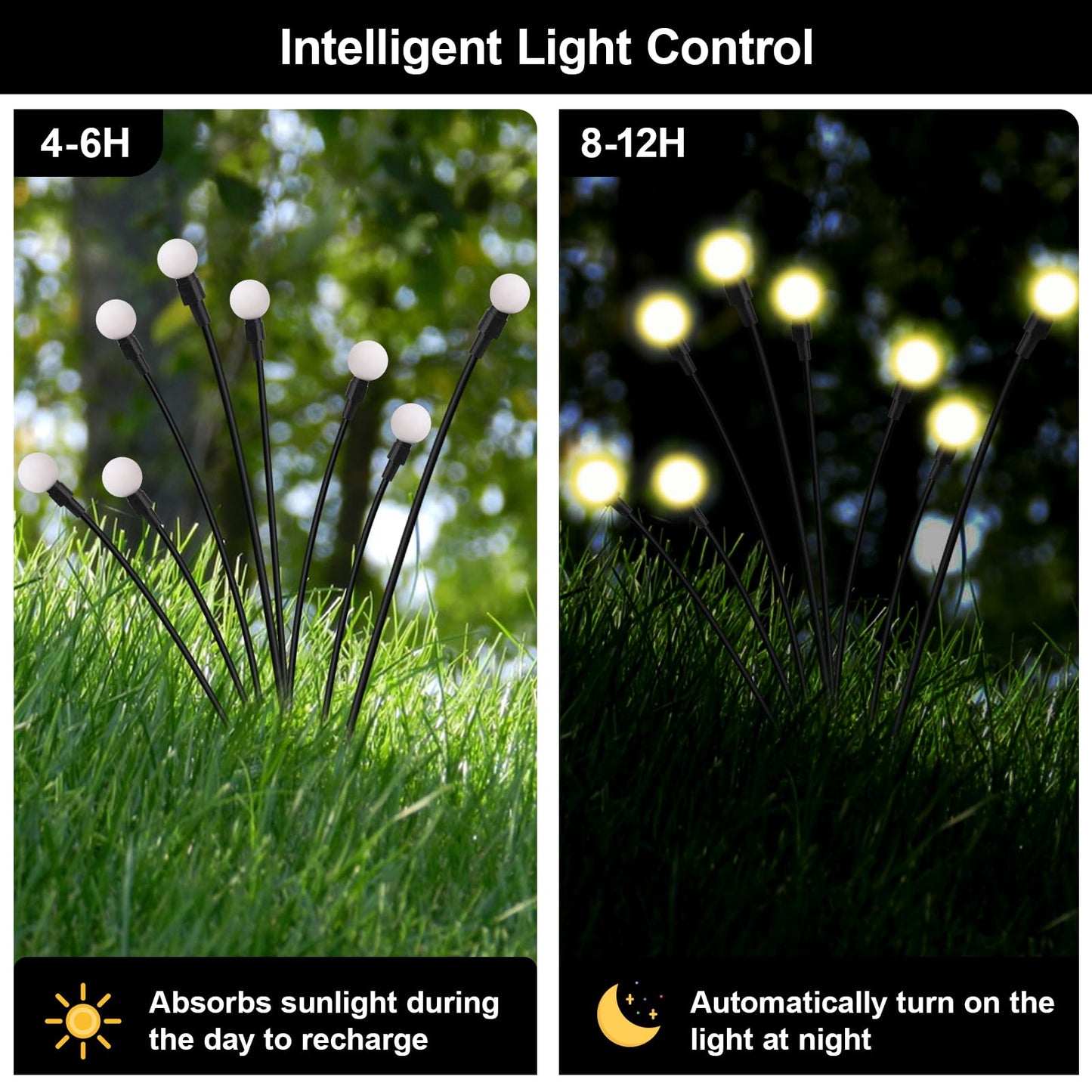 Galavasen Firefly Lights Solar Outdoor, 8 Modes 800mAh Swaying Solar Firefly Garden Lights Stakes Outdoor Waterproof for Outside Yard Patio Plant Christmas Holiday Garden Decor Warm White(6 Pack)