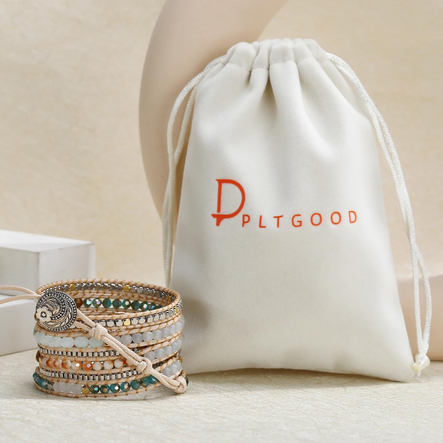 PLTGOOD Boho 5 Wrap Bead Bracelet for Men Women - Handmade Adjustable Natural Chakras Stone Crystal Beaded Bracelets Cuff Rope Yoga Healing Bracelet Bangle Hippie Jewelry