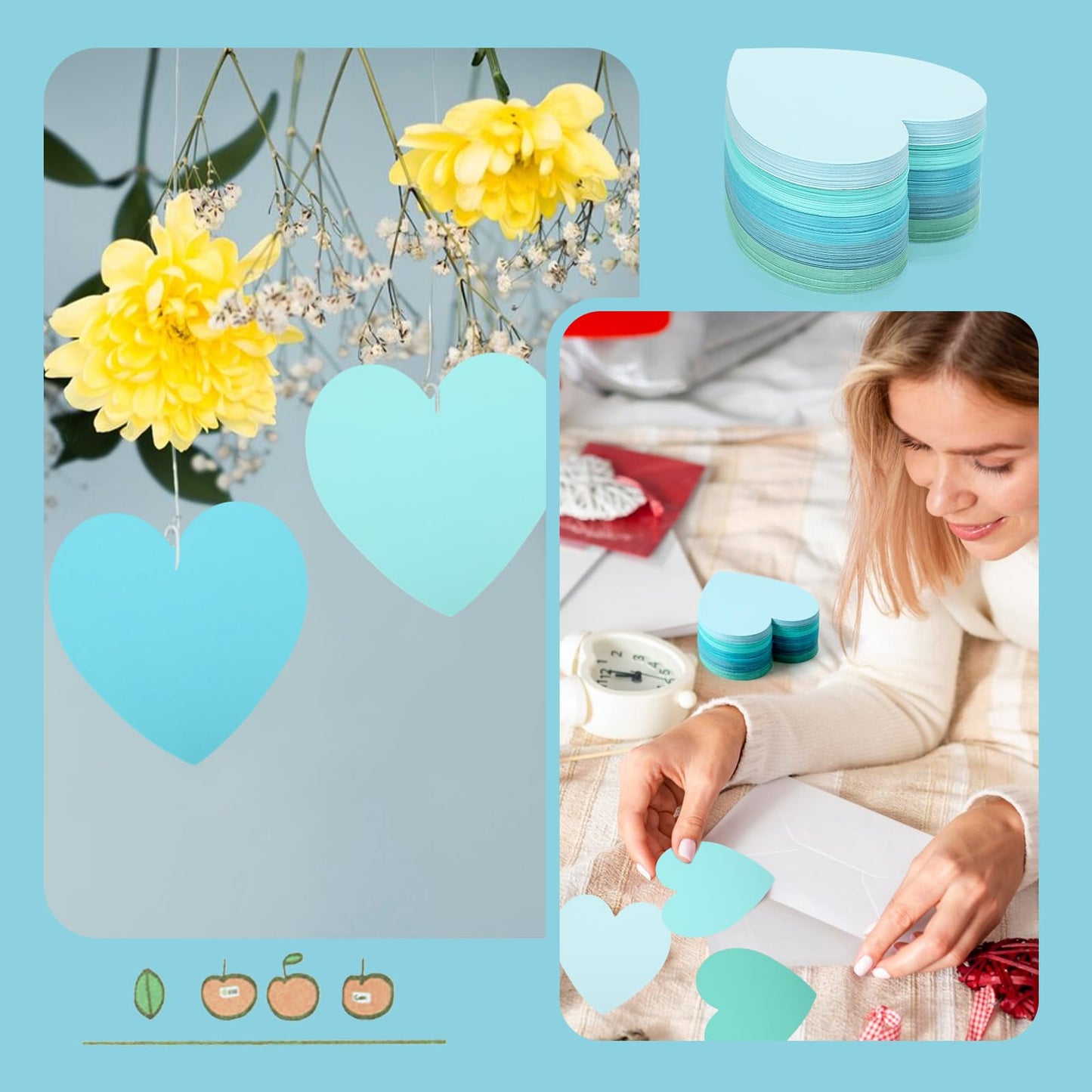 300 Pcs Blue Index Cards Heart Shape Note Cards Flat Blank Index Cards 3x3 Blank Business Cards Colorful Cardstock Greeting Cards Small Paper Cards For School Learning Office Game Stationery, Purple