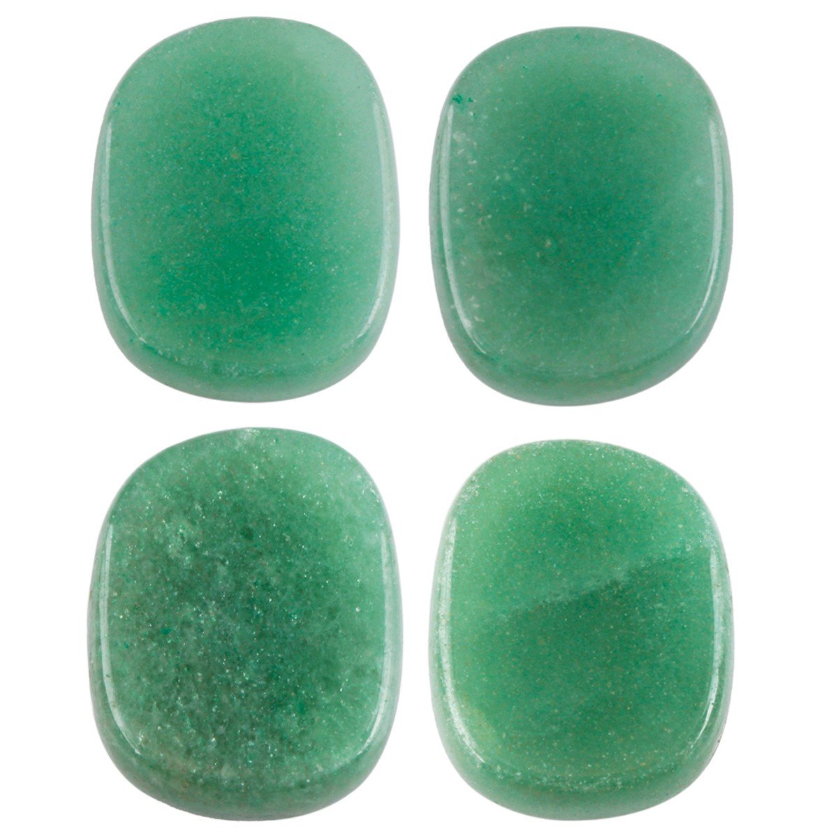 rockcloud Healing Crystal Green Aventurine 4pcs Engraved Chakra Stones Palm Stone Reiki Balancing