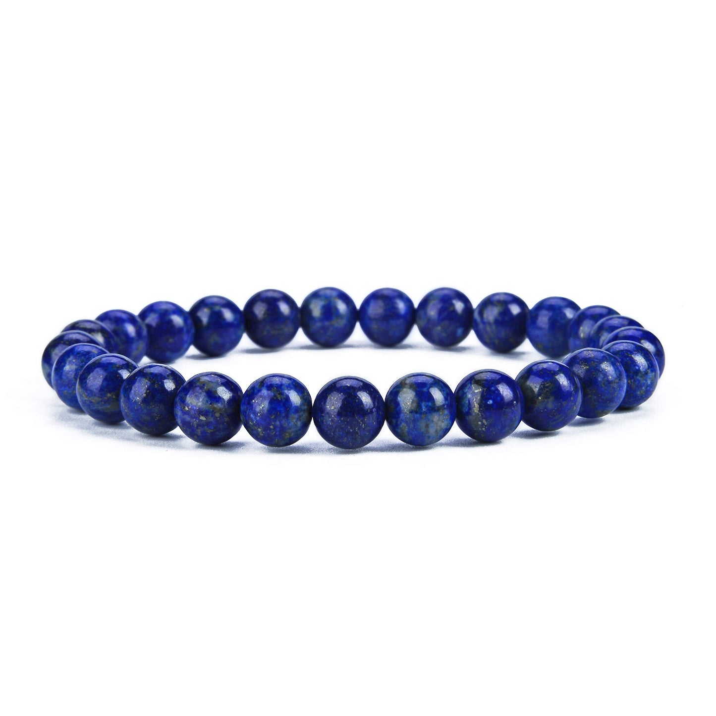 Cherry Tree Collection Blue Lapis Lazuli Beaded Bracelet – Genuine 8mm Gemstone Stretch Bracelet for Men & Women – Handmade Crystal Bracelet - (Blue Lapis Lazuli - S)