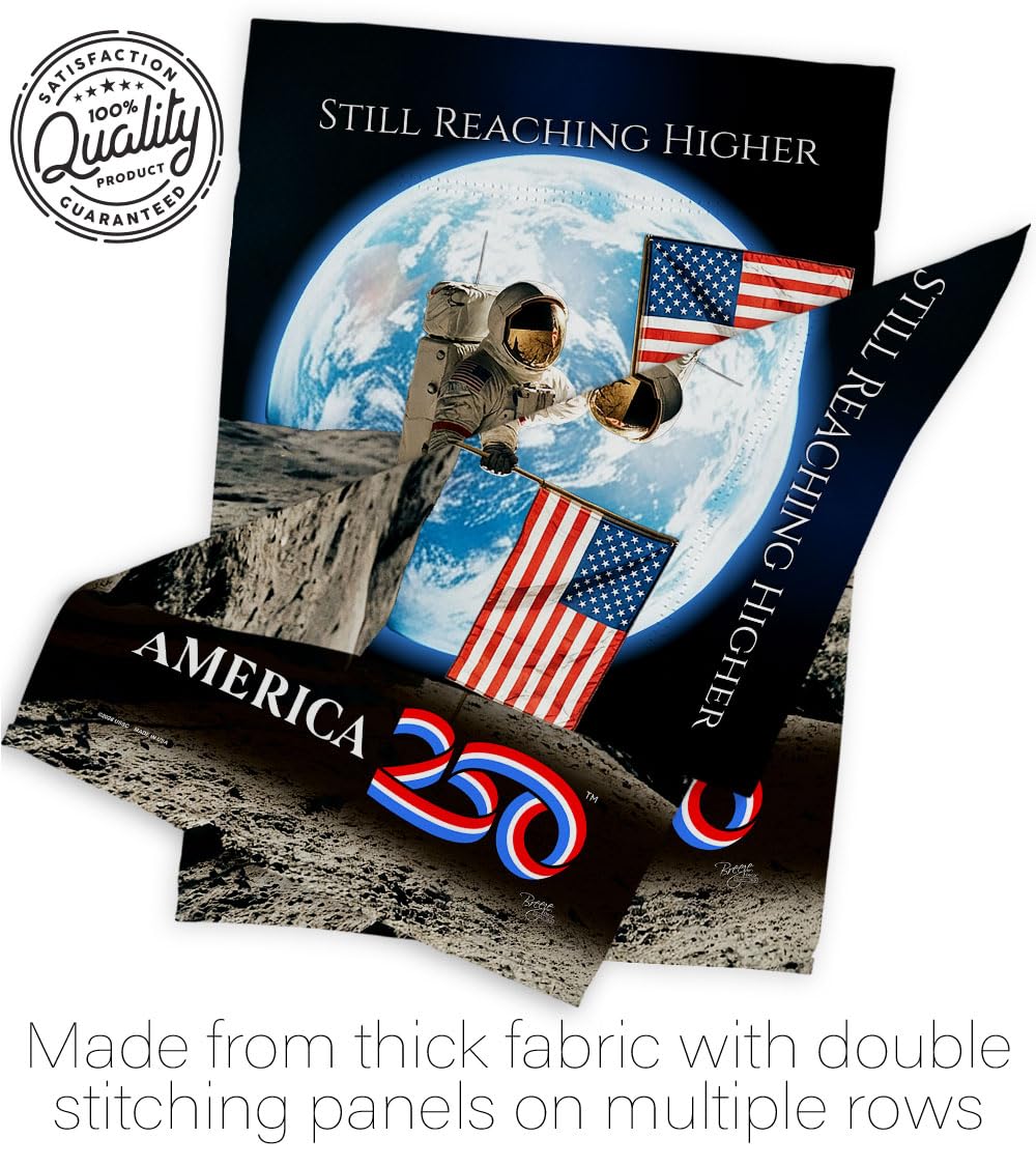 America 250 Flag Astronaut Milestone Moon Landing Garden Poster 2 Pcs Pack Official Licensed Merchandise Garve Yard Decor Canvas Print Textile Woven Tapestry USA 250th Anniversary Decoration Gift
