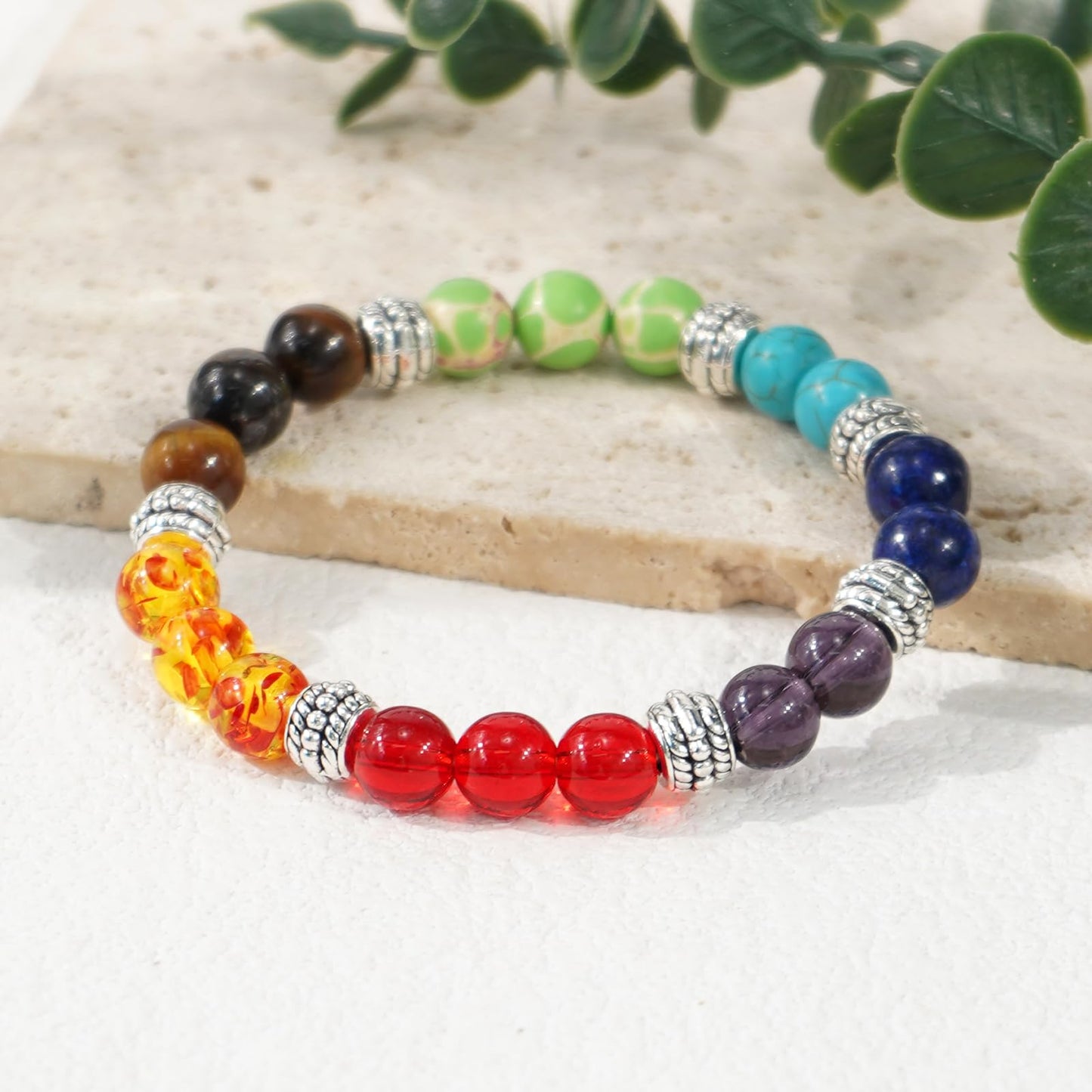 Bohxantium 7 Chakra Bracelet Reiki Healing Crystal Stone Bracelets for Women Natural Stone Beaded Anxiety Relief Spiritual Energy Yoga Stackable Jewelry for Women Men Meditation Relax Friendship Gift