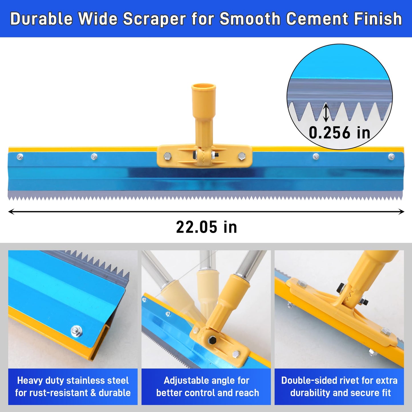 Self Leveling Cement Tool Kit- Epoxy Floor Tool Kit Includes Self-Leveling Rake, 2 Spiked Roller, 2 Flooring Construction Painter Roller, 16“-63” Telescopic Poles, Epoxy Spike Shoes and Gloves