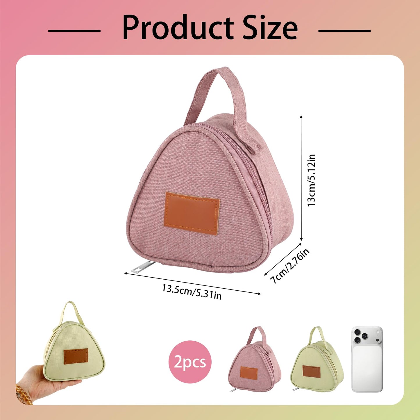 ARPOVIST 2 Pack Mini Reusable Snack Bags, Large Capacity Leakproof Sandwich Bag Food Container Multipurpose Picnic Handbags for Work Travel Outdoors Gym Picnic Lunch Box(Pink and Light Yellow)