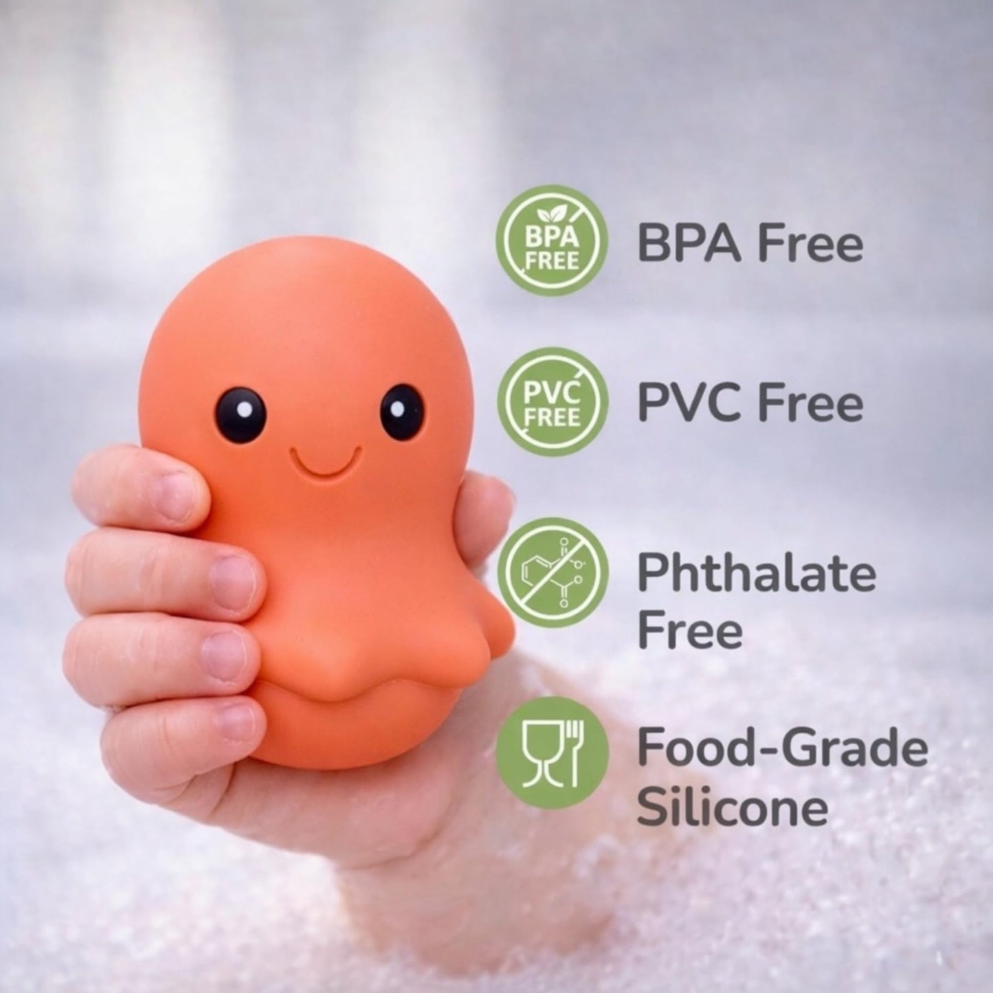 Ocean Friends Baby Bath Toys, Silicone Bath Toys for Babies 9 Months+, Toddler Bath Toys 1-3, Easy to Clean, Opens for Cleaning, 6-Piece Set