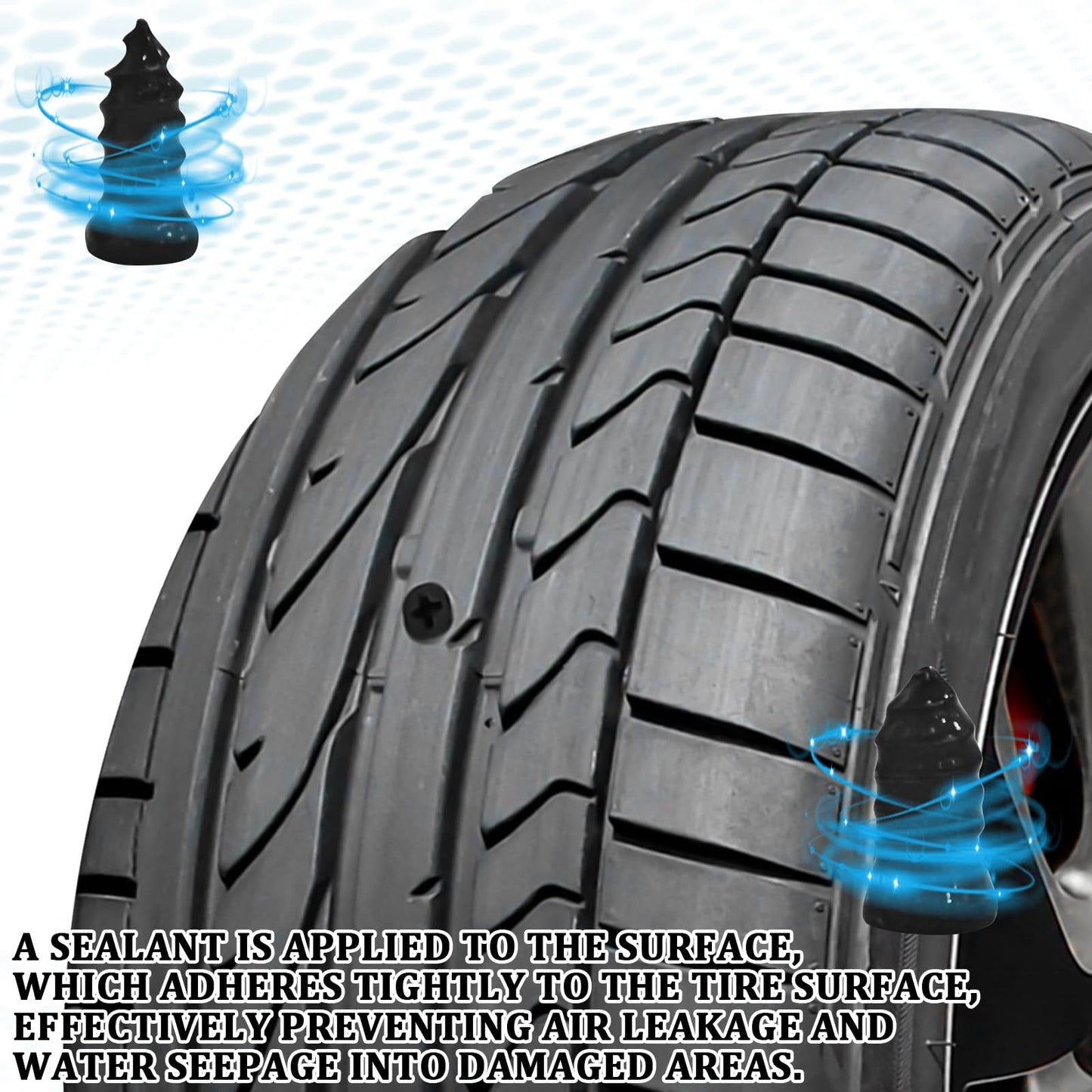 CCOQ 60PCS Tire Plugs Kit Screws Type Tire Repair Rubber Nail, Vacuum Spiral Rubber Screws in Tires Plugs with Screwdriver, Self-Service Emergency Roadside Flat Tire Quick Puncture Repair Nail Tool