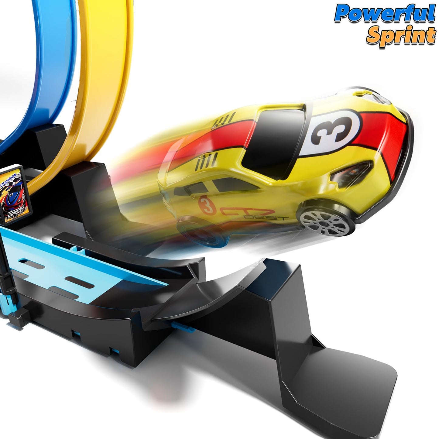 LILYBUDS Toy Car Race Track Set for Boys Kids Age 3-5 4-7, Race Tracks with 4 Crash Zones and 1:64 Scale High-Speed Slot Cars, Christmas Halloween Birthday Gifts Toys for Toddlers Boys 4-8 8-12 Years