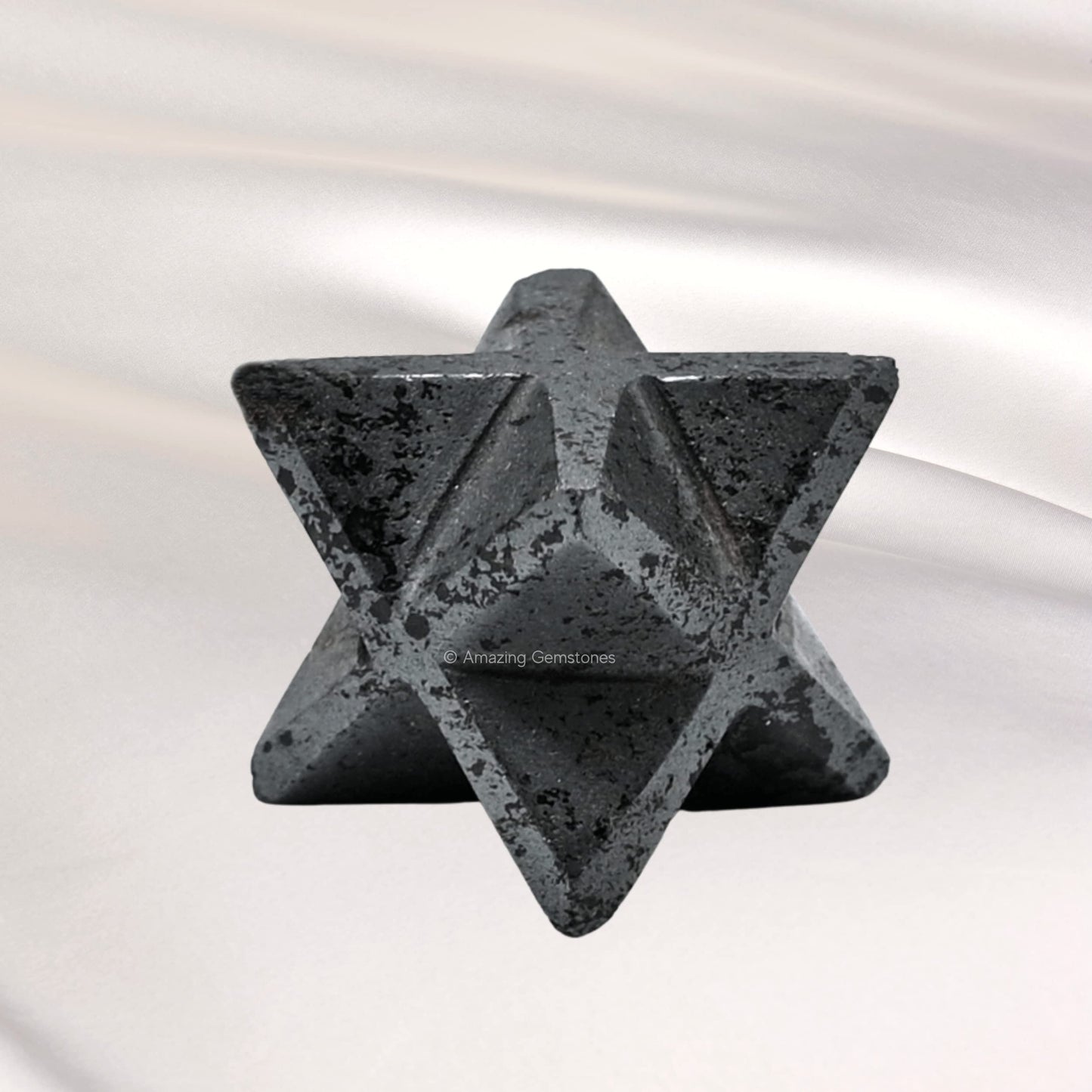 Amazing Gemstone Hematite Merkaba Crystal - 0.75 Inches Metaphysical Merkaba Star for Meditation - Energetic Tetrahedron Crystal and Healing Stones for Spiritual Growth and Healing (15-20mm)