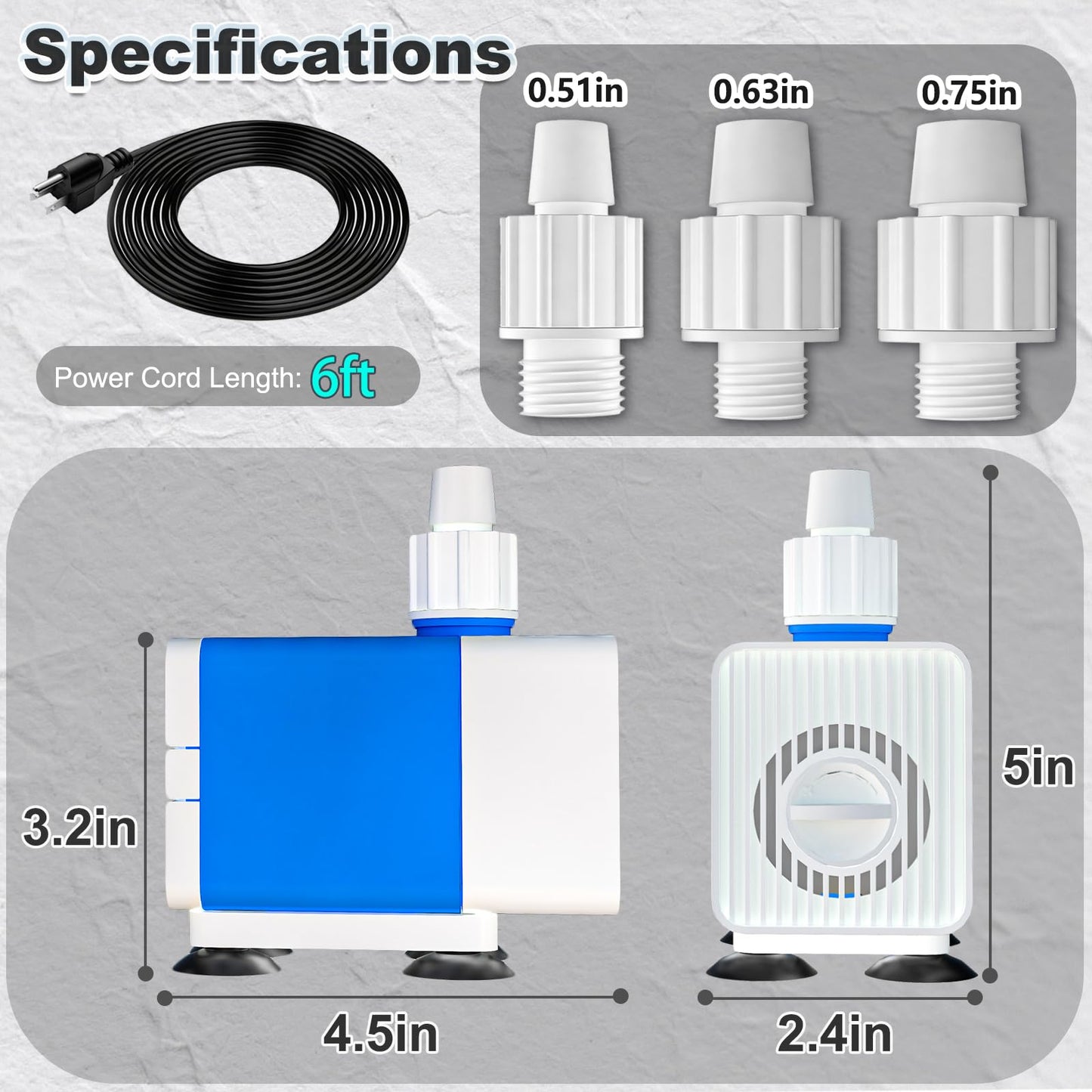 Knifel Fountain Pump 530GPH Submersible Water Fountain Pump Outdoor with 6.5ft Cord, Small Water Pump for Fountains, Fish Tank Water Pump