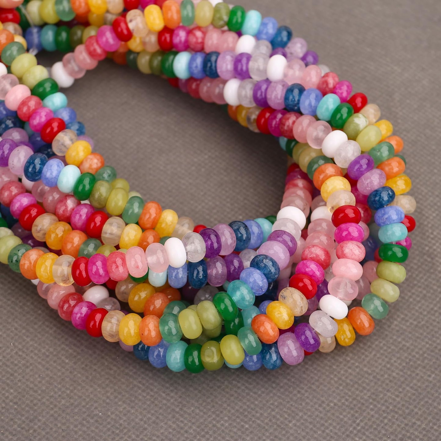 BONNY BOXX 1 Strand Natural 5 * 8mm Mulitcolor Rondelle Beads, Natural Abacus Disk Stone Beads Loose Spacer Gemstone for DIY Bracelet Necklace Jewelry Making