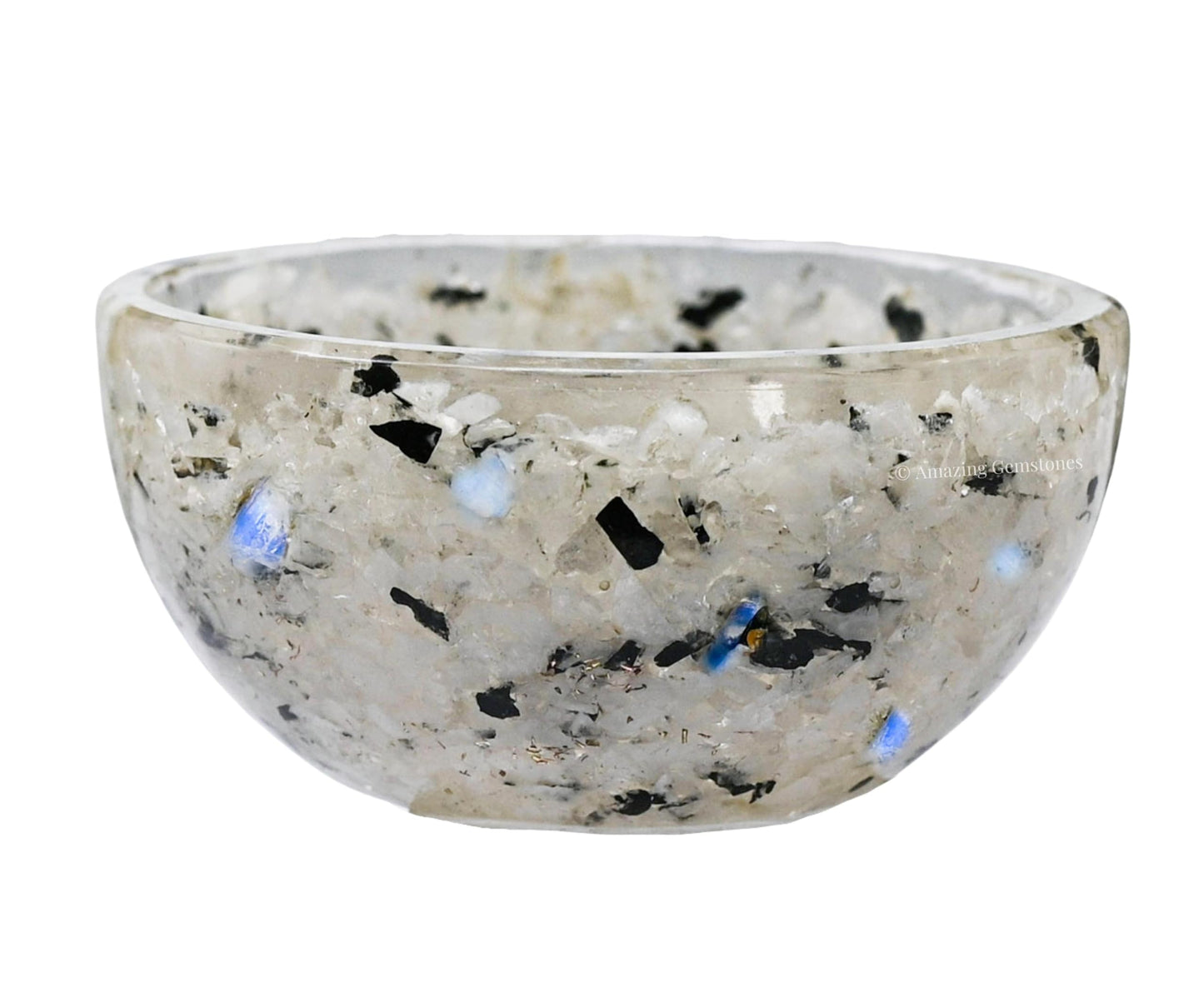 Amazing Gemstone Rainbow Moonstone Orgonite Orgone Crystal Gemstone Bowl - 2" Orgonite Rainbow Moonstone Crystal Bowl for Meditation, Crystals and Healing Stones Gift and Protection