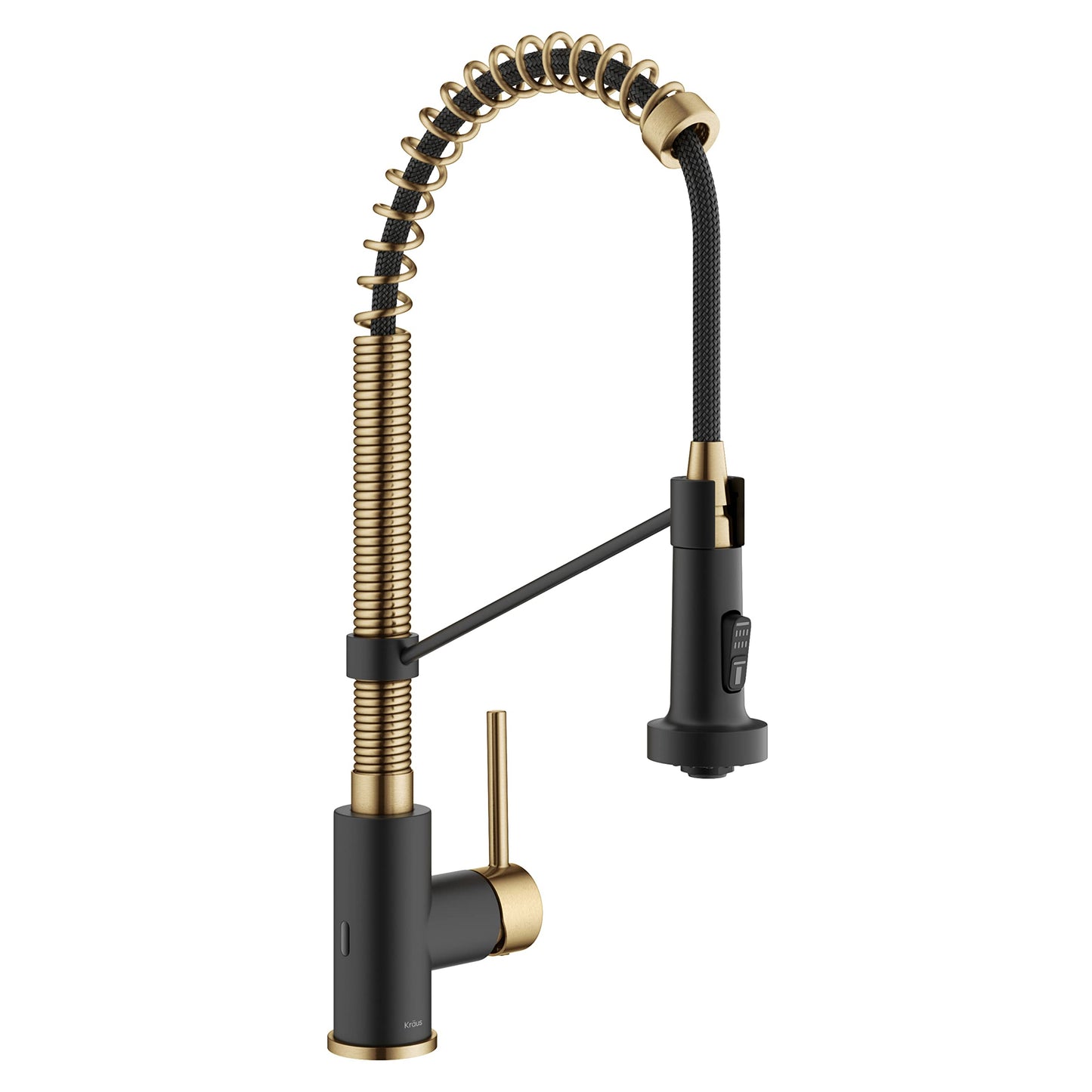 KRAUS Bolden Touchless Sensor Commercial Style 2-Function Single Handle Pull Down Kitchen Faucet in Brushed Brass/Matte Black, KSF-1610BBMB