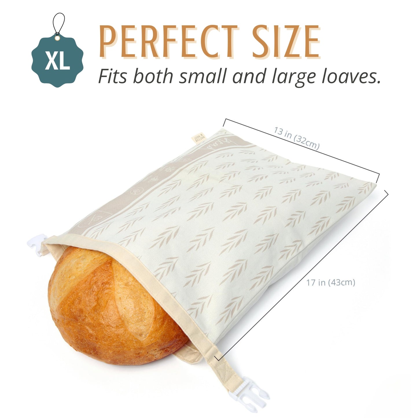 Nectar & Nest Reusable Beeswax Bread Bags for Homemade Bread & Sourdough – XL Eco-Friendly, Natural, Food-Safe Storage Bag to Keep Loaves Fresh Longer – Sustainable, Zero Waste