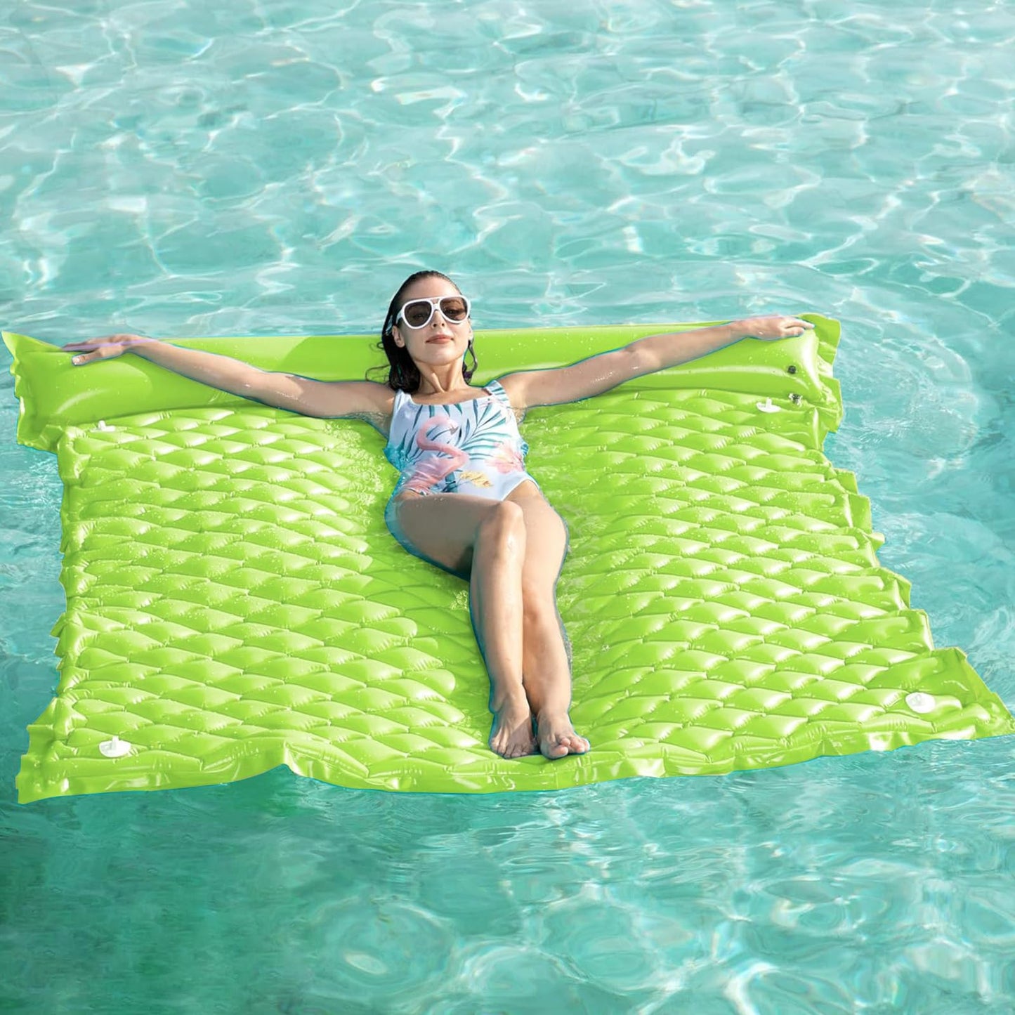 Jasonwell Floating Mat Pool Floats - Giant Inflatable Pool Float Lake Raft Lounge Floating Water Mat for Swimming Pool Floatie Lounger Beach Pool Party Toy for Adults & Kids (CH, XL)