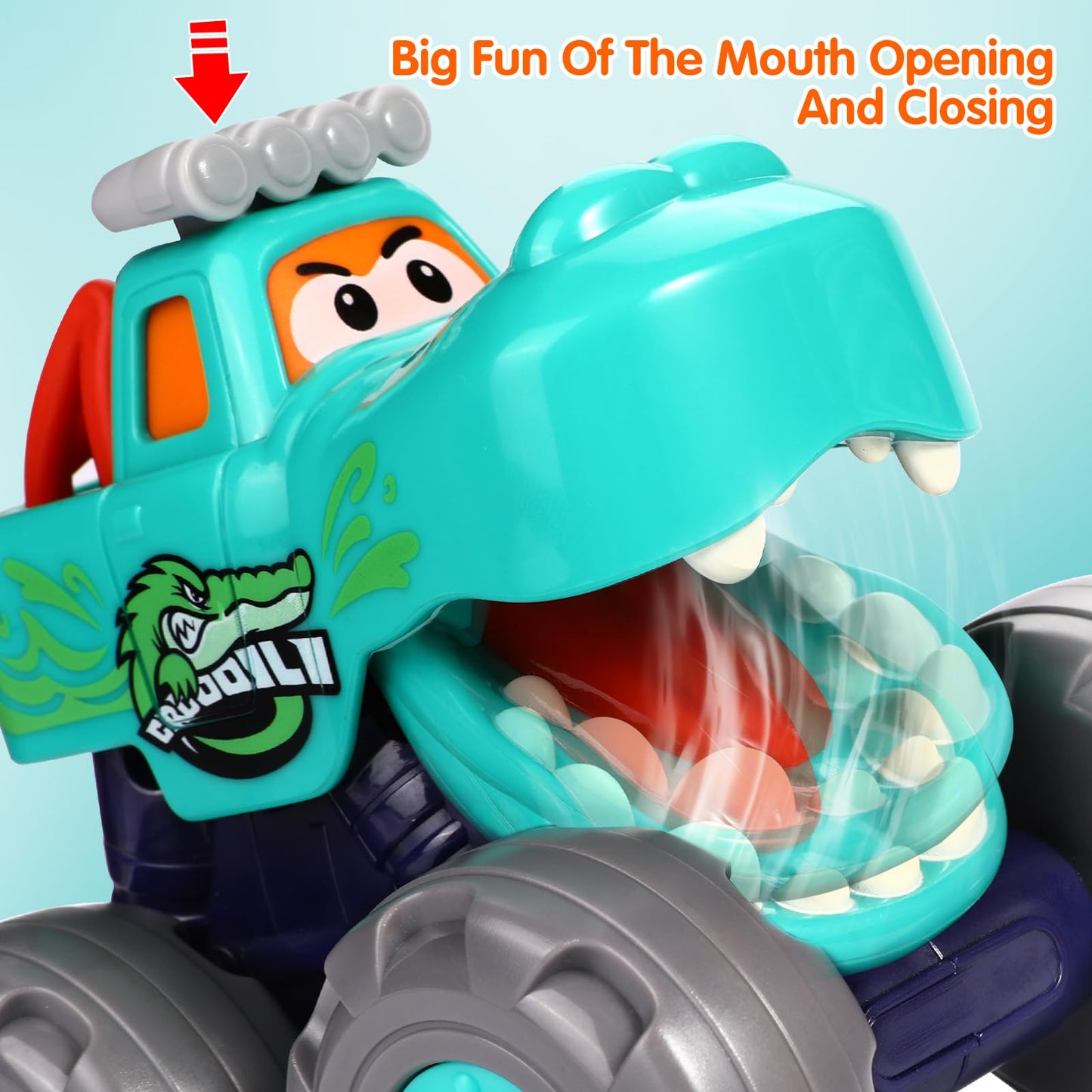 Toy Cars for 1 2 3 Year Old 3 Pack Monster Truck Toys Crocodile Bull Leopard Pull Back Car Big Wheel Animal Toy Trucks for Toddler 1-3 Baby Toys 12 18 Months Boy Girl Toddler Toy for 1 Year Old Gift