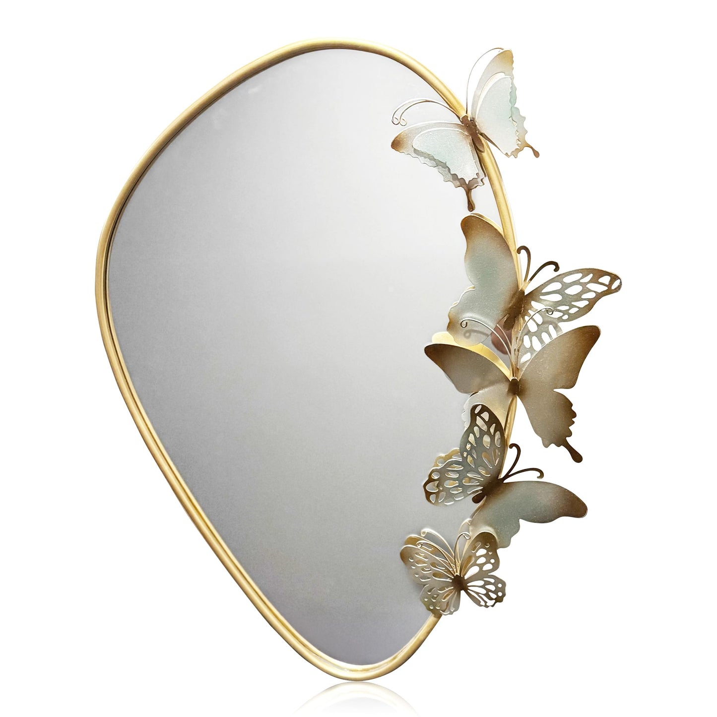 Decorative Wall Mirror with Butterfly Design, Gold Frame, Irregular Shape Perfect for Living Room, entryways, Bathroom, Home Decor