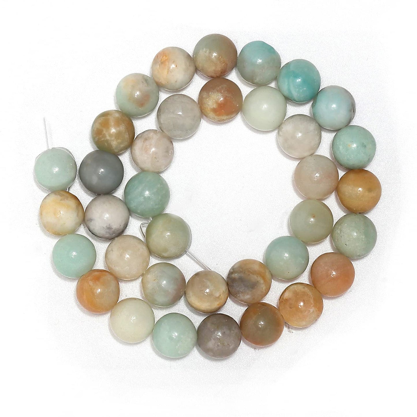 35pcs 10mm Natural Amazonite Gemstone Beads Energy Healing Crystal Round Loose Stone Beads for Jewelry Making, DIY Bracelets Necklaces