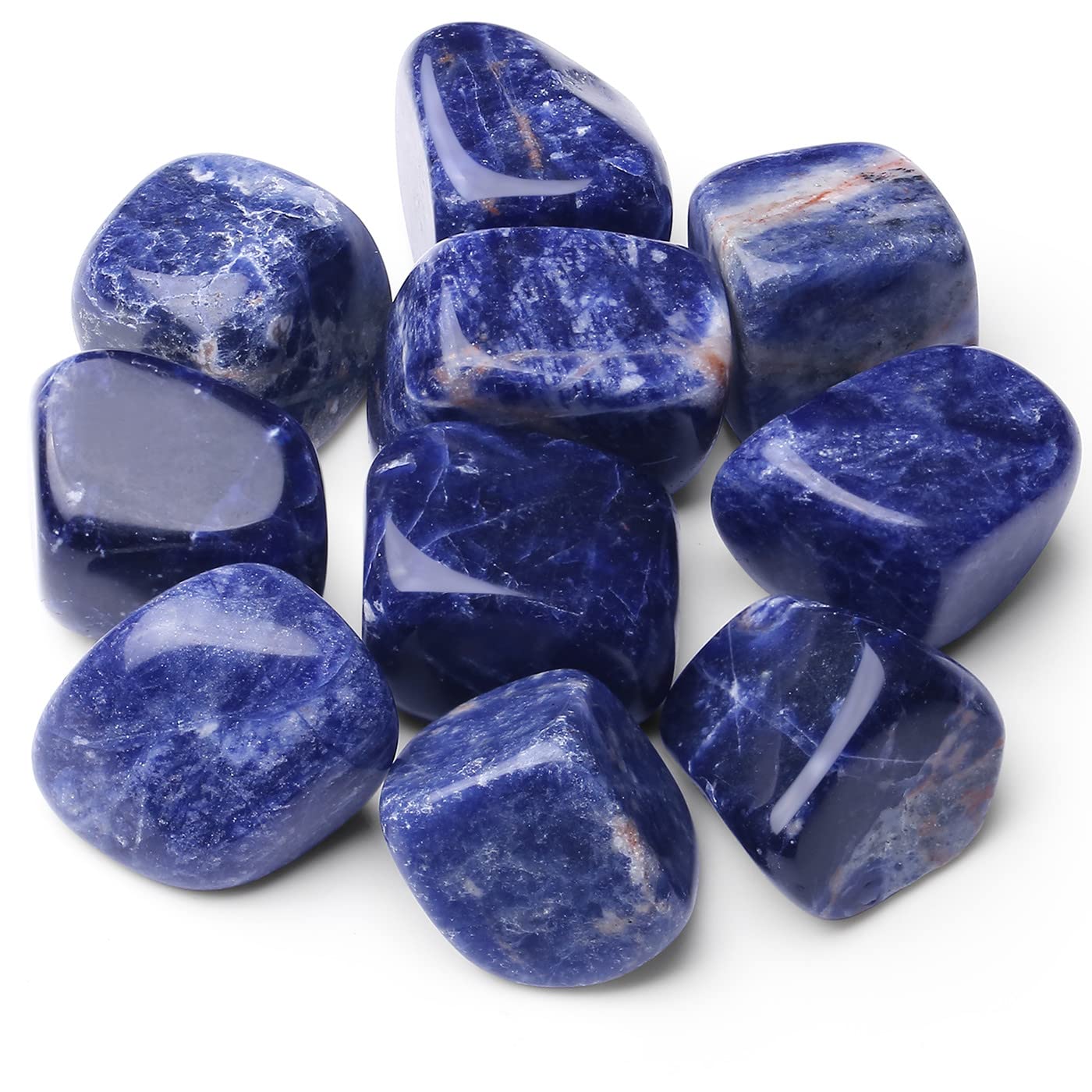 QINJIEJIE Bleu Sodalite Crystals Brazilian Polished Stone 0.6-1" Natural Irregular Stone Tumbled Reiki Healing Crystal for Succulents Plants Vase Filler Decoration Bulk 0.45 LBS
