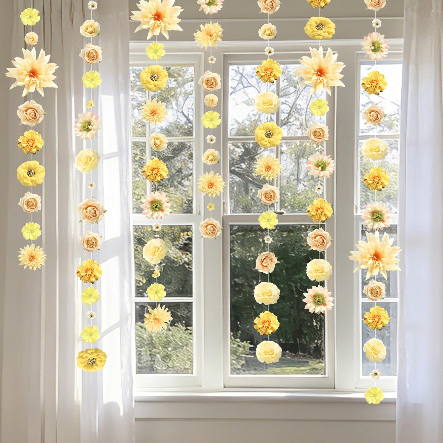 RUIDKUN Fake Flowers Heads Bulk Yellow Mini Artificial Silk Flower for Crafts, Small Artificial Daisy Roses Faux Flowers for Graduation Cap DIY Cake Wedding Party Home Garland Decoration