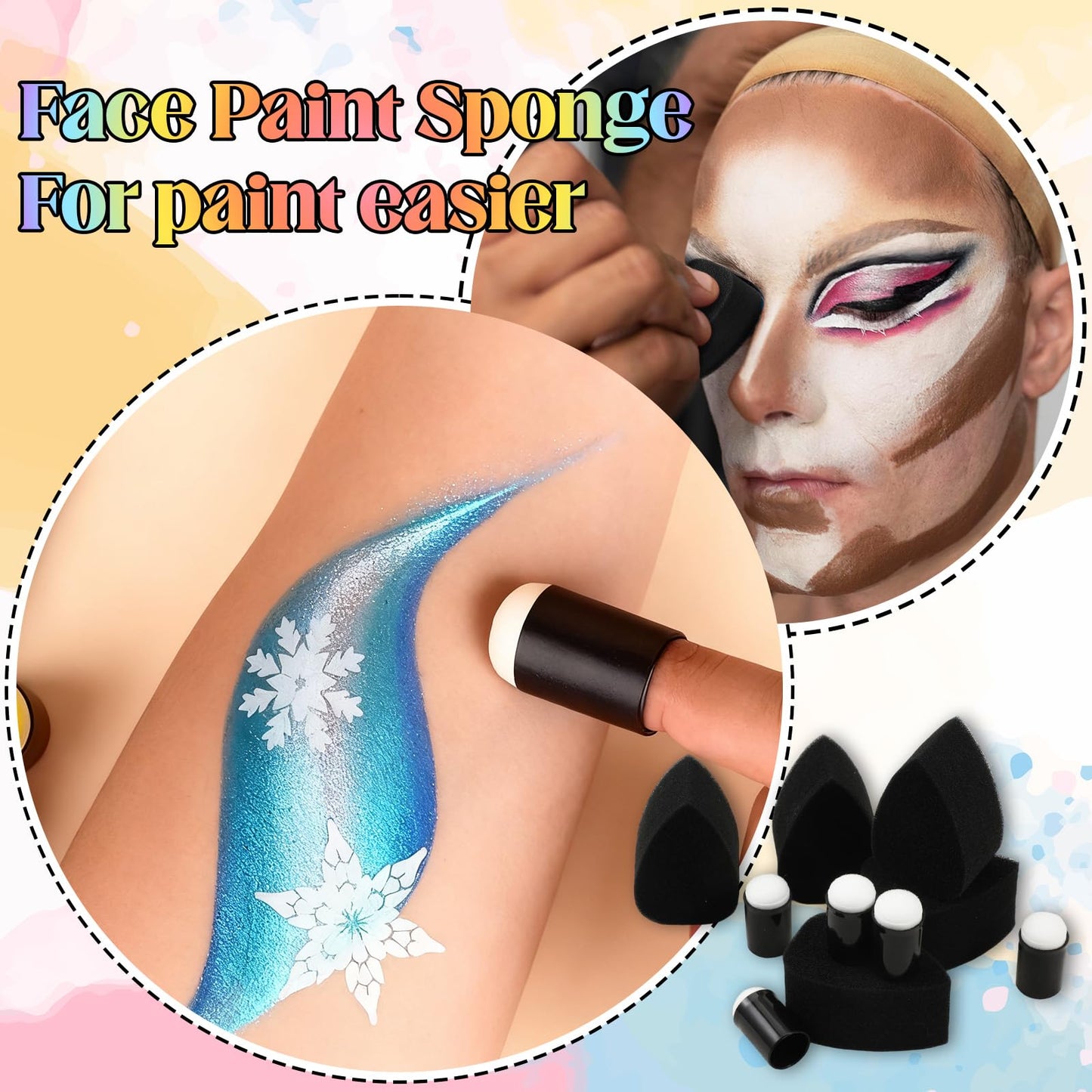 22 PCS Face Paint Brushes and Sponges Set, Face Painting Brushes for Acrylic Painting, Watercolor, Oil, Gouache for Chrismas Halloween Cosplay Party