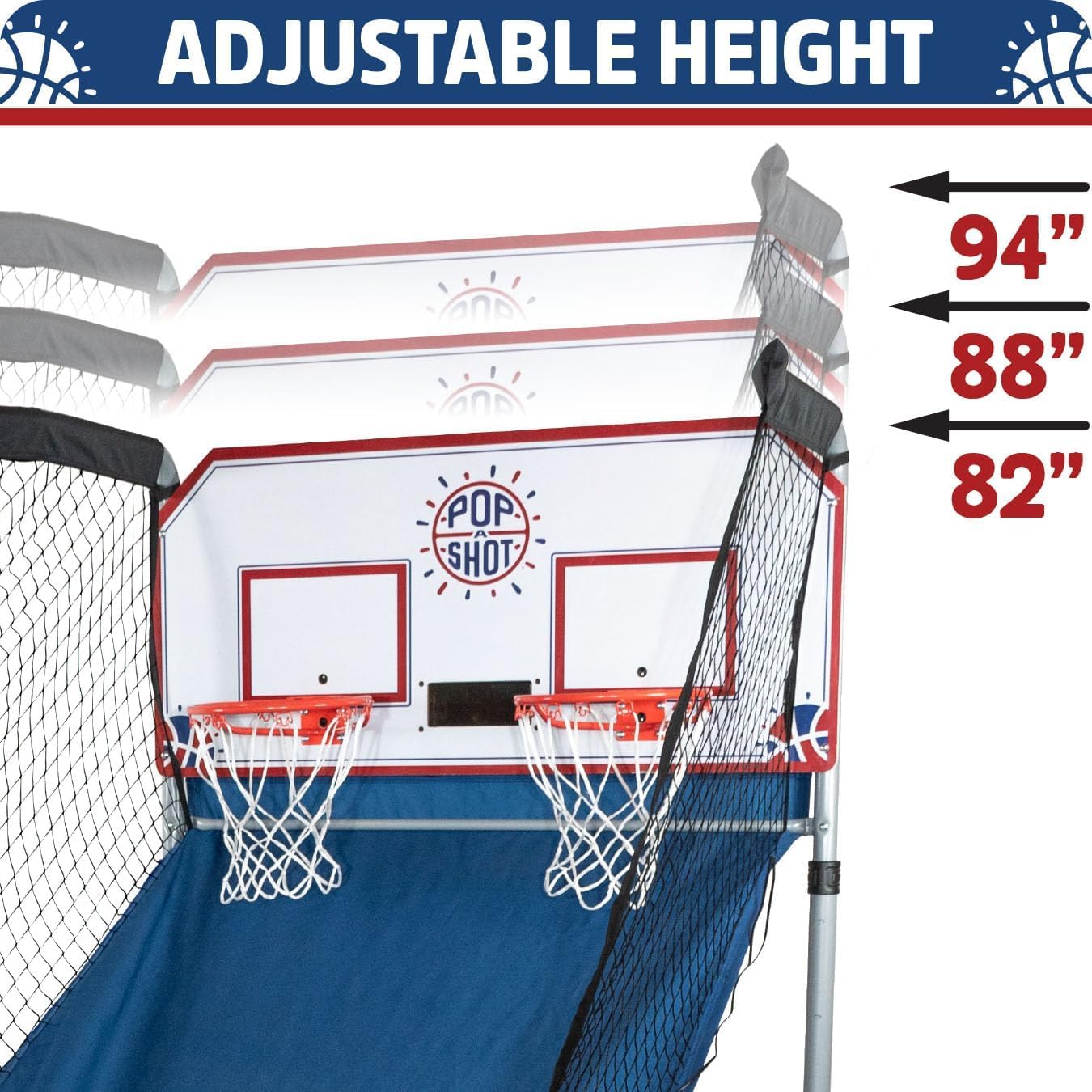 Pop-A-Shot - Home Dual Shot with Golden State Warriors NBA Graphics l Sensor Scoring l 16 Game Modes l 7 Balls l Foldable Storage l for All NBA Fans