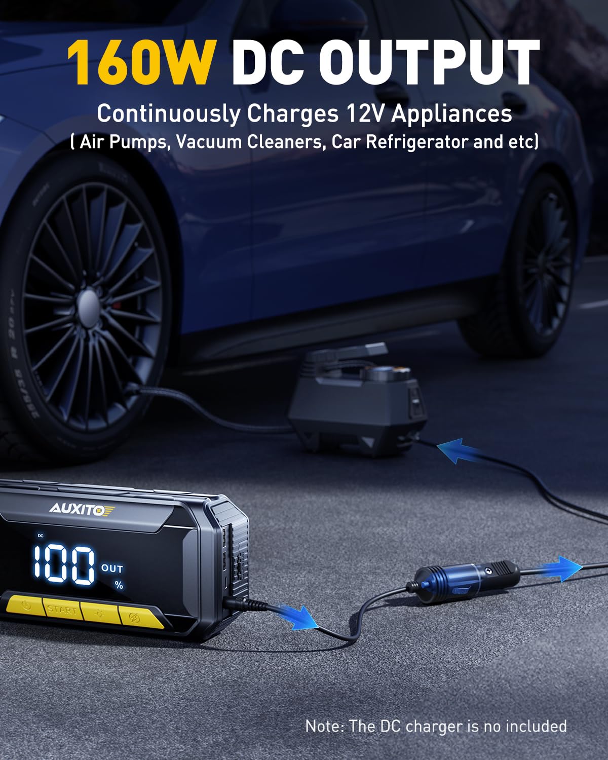 AUXITO 8000A Portable Jump Starter for All Gas/12L Diesel, 20000mAh Car Battery Booster Jump Pack, Jump Box for Car with 60W Fast Charging, LCD Screen Display, 700LM LED Light
