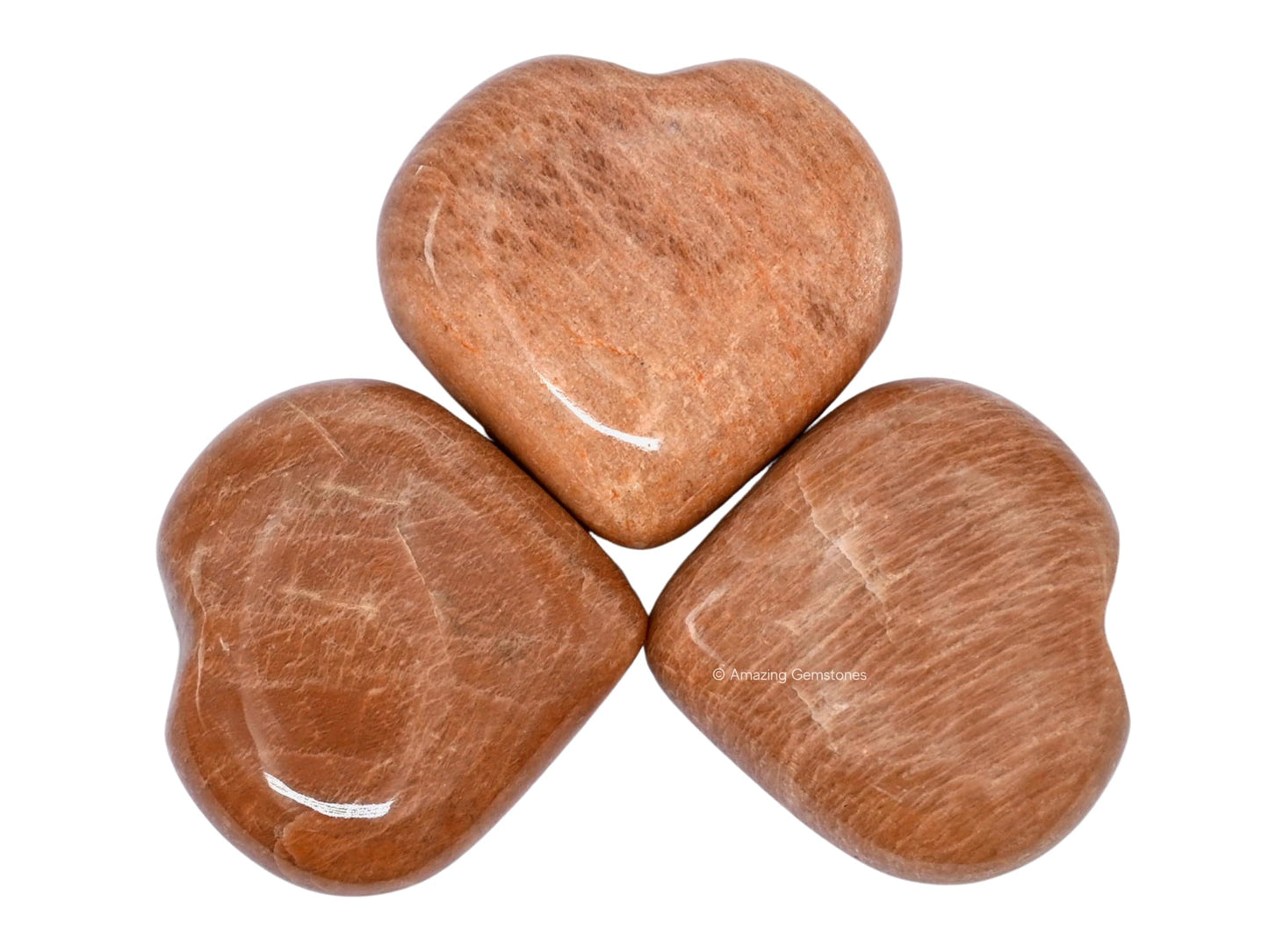 Peach Moonstone Crystal Heart Palm Stone - Pocket Massage Worry Stone for Natural Body Chakra Balancing, Reiki Healing and Crystal Grid