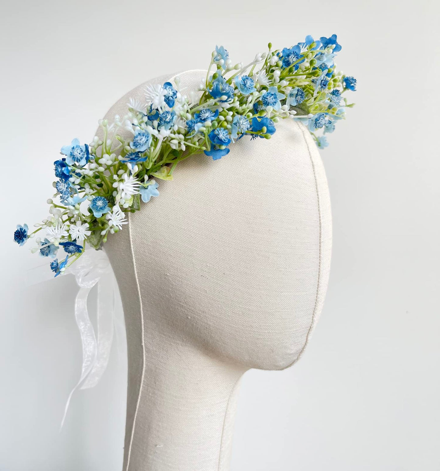 June Bloomy Bridal Flower Crown Women Rose Floral Headband Maternity Photo Prop Baby Shower Leaf Hair Wreath (B-Blue)