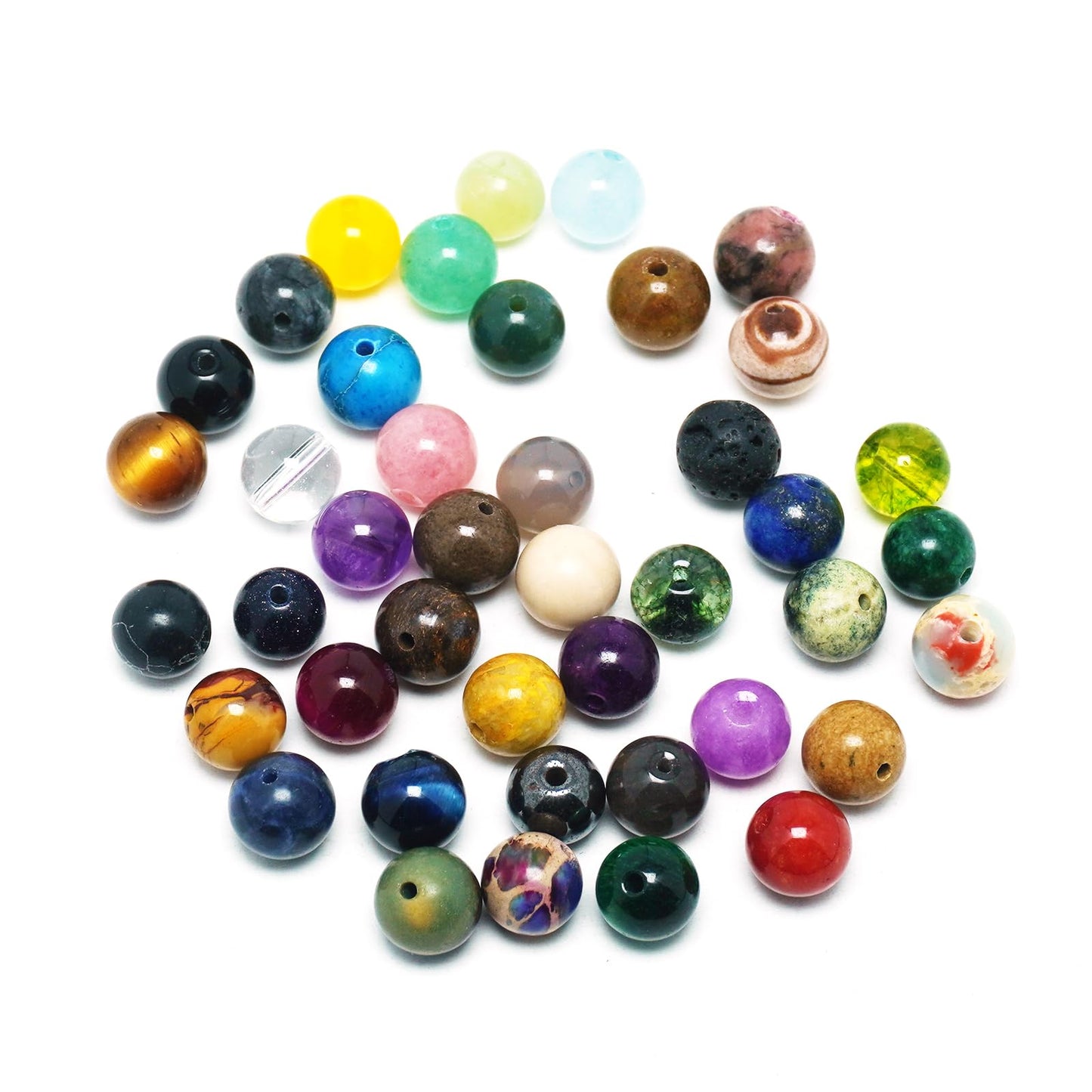 DIQIO Persian Jade Stone Beads for Jewelry Making - 6mm Gemstone Round Loose Beads for Bracelets(58-60pcs, Green Yellow Persian Jade)