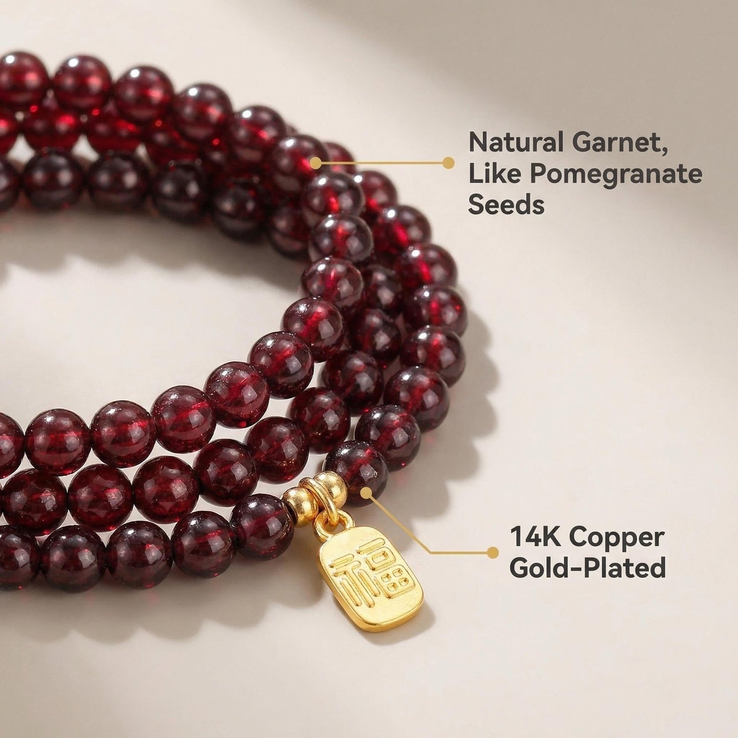 CNYTPE Garnet Bracelet for Women – Red Garnet Jewelry, Healing Crystal Bracelet, Handmade Gemstone Jewelry, Symbol of Love, Happiness & Harmony (4mm Garnet & Nephrite Multi-Strand)