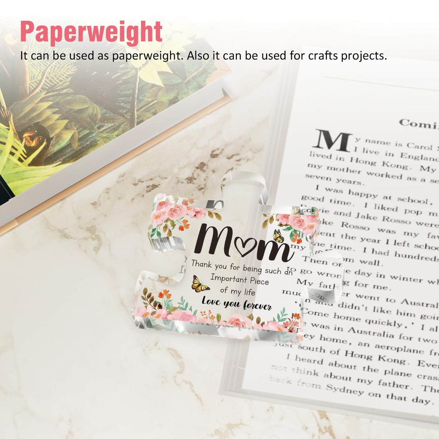 Mothers Day Gifts for Mom - Meaningful Acrylic Puzzle Piece Decor - Heartwarming Mom Birthday Gifts from Daughter Son, Mothers Day Gifts, Thoughtful Keepsake Plaque for Home Office Desk, 3.9 x 3.3 Inch