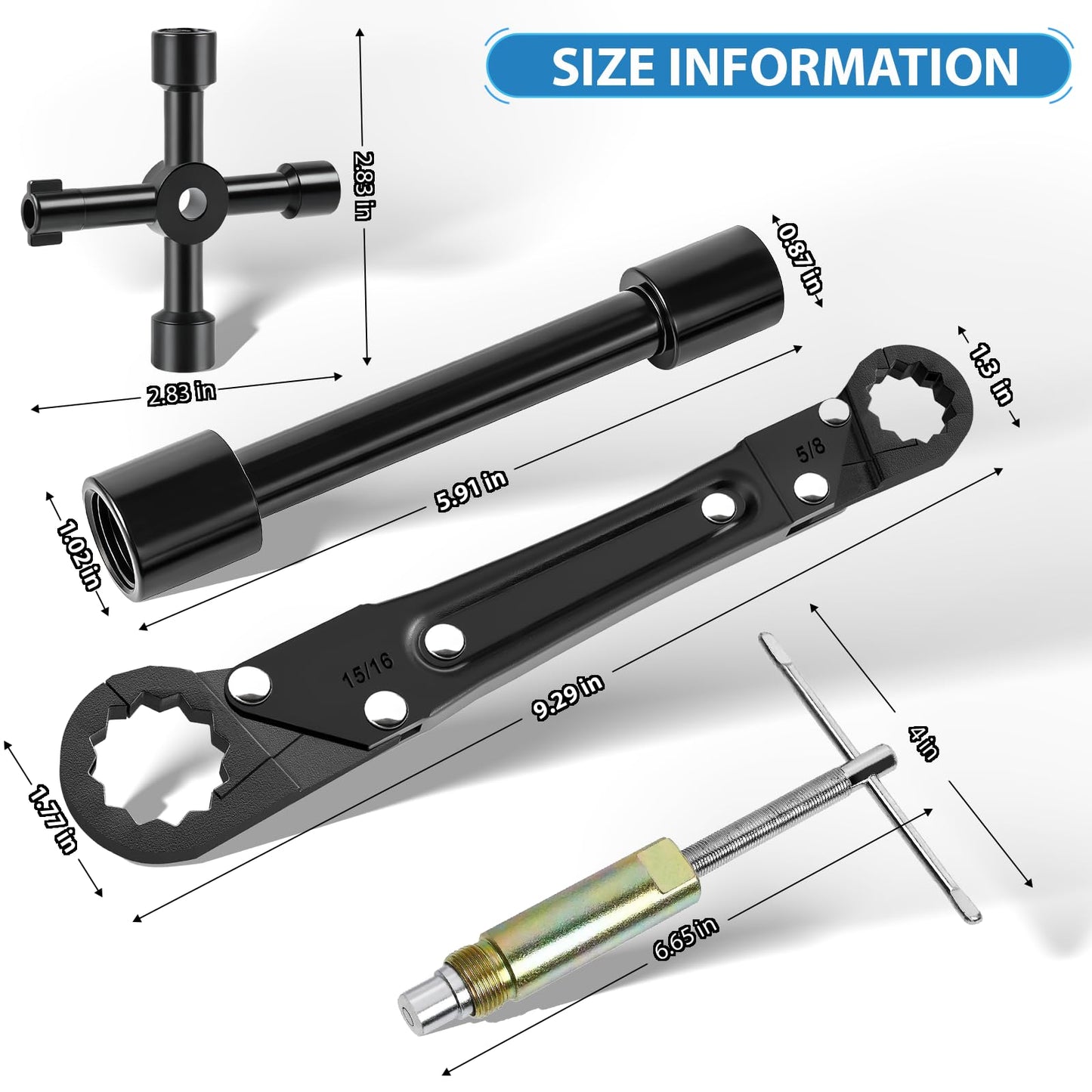 Kavedod Plumbing Tools, Angle Stop Removal Tool with compression sleeve puller tool 1/2, Quick Repair Plumbing Wrench Kit for Installing/Removing Compression Rings, Nuts and Angle Stops