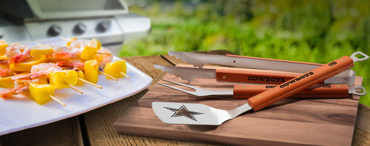 YouTheFan NFL Dallas Cowboys Classic Series 3-Piece BBQ Set , Stainless Steel, 22" x 9"