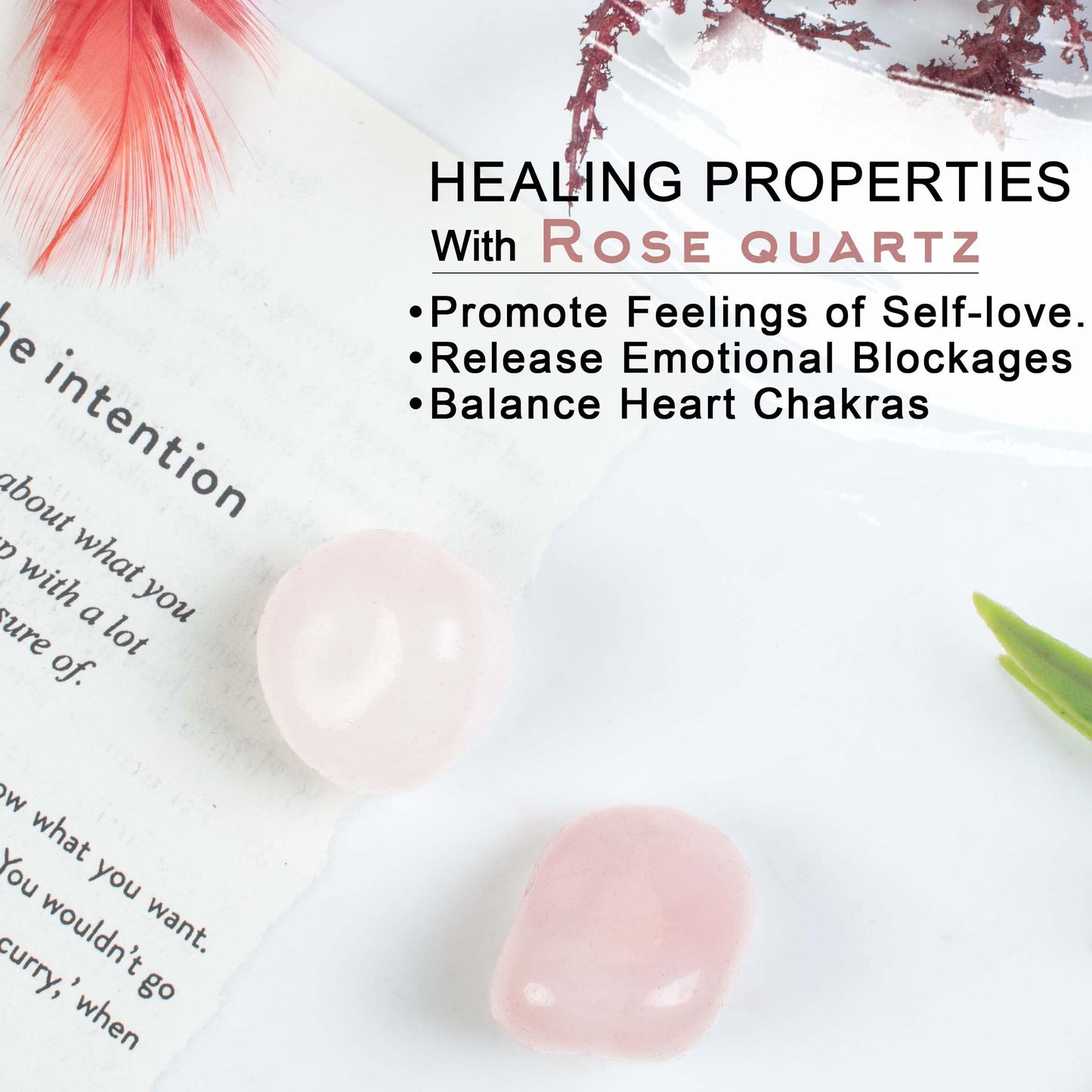 "300+ Carats, 2 Pcs Rose Quartz Polished Stones and Crystals, Tumbled Stones 2025mm Real Healing Stones for Beginners Used as Crystal Therapy, Meditation, Reiki, Thumb Stones Gift for Rock Collection"