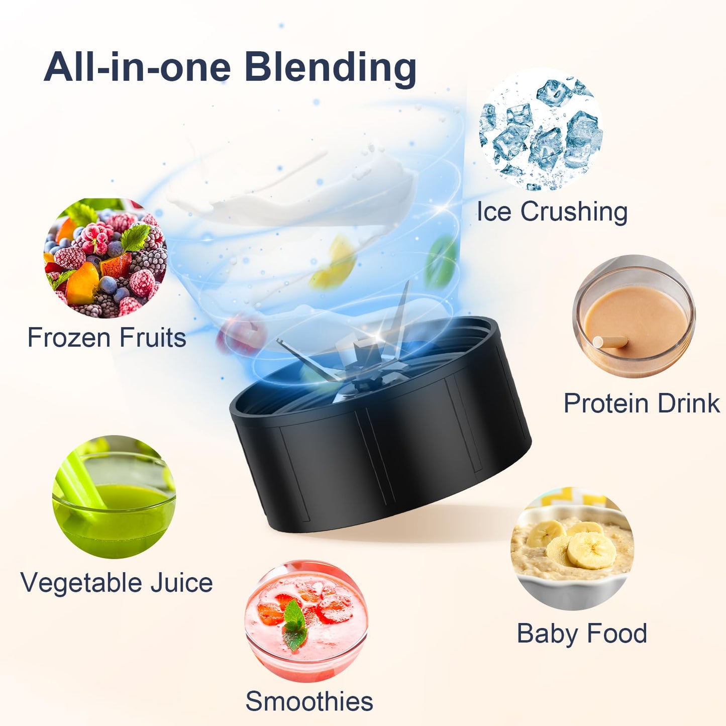 KOIOS Smoothie Blender, 900W Personal Blender for Shakes and Smoothies for Kitchen with 2 Portable Cups 22oz, Single Serve Smoothies Maker Mixer for Juices, Nutritious Recipe, Grey Blue