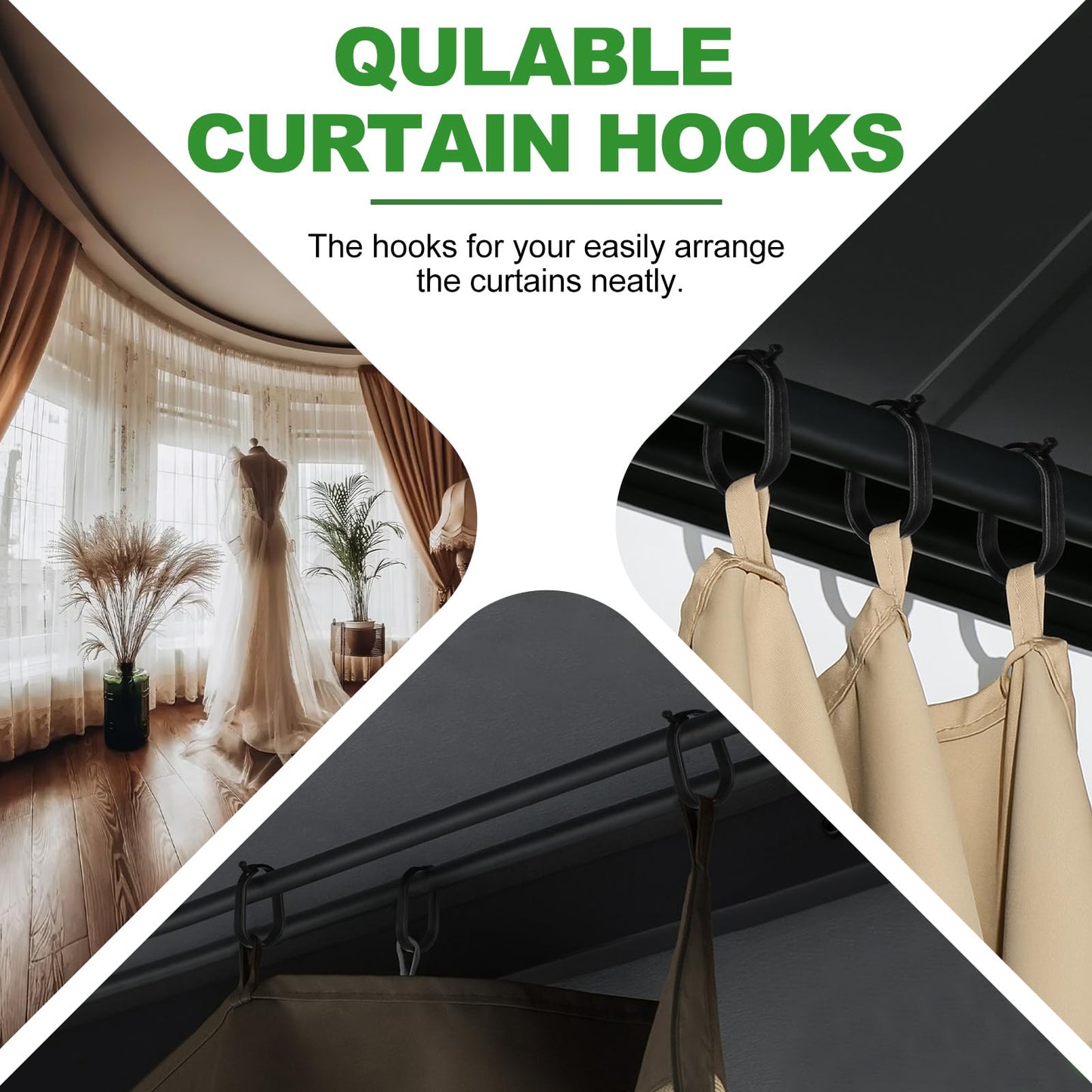 Kathfly 50pcs Gazebo Curtains Hooks Rustproof Plastic Shower Curtain Rings Hooks Outdoor Gazebo Replacement Parts Accessories for Outdoor Canopy Mosquito Nets Window Drapes Home Hotel Supplies