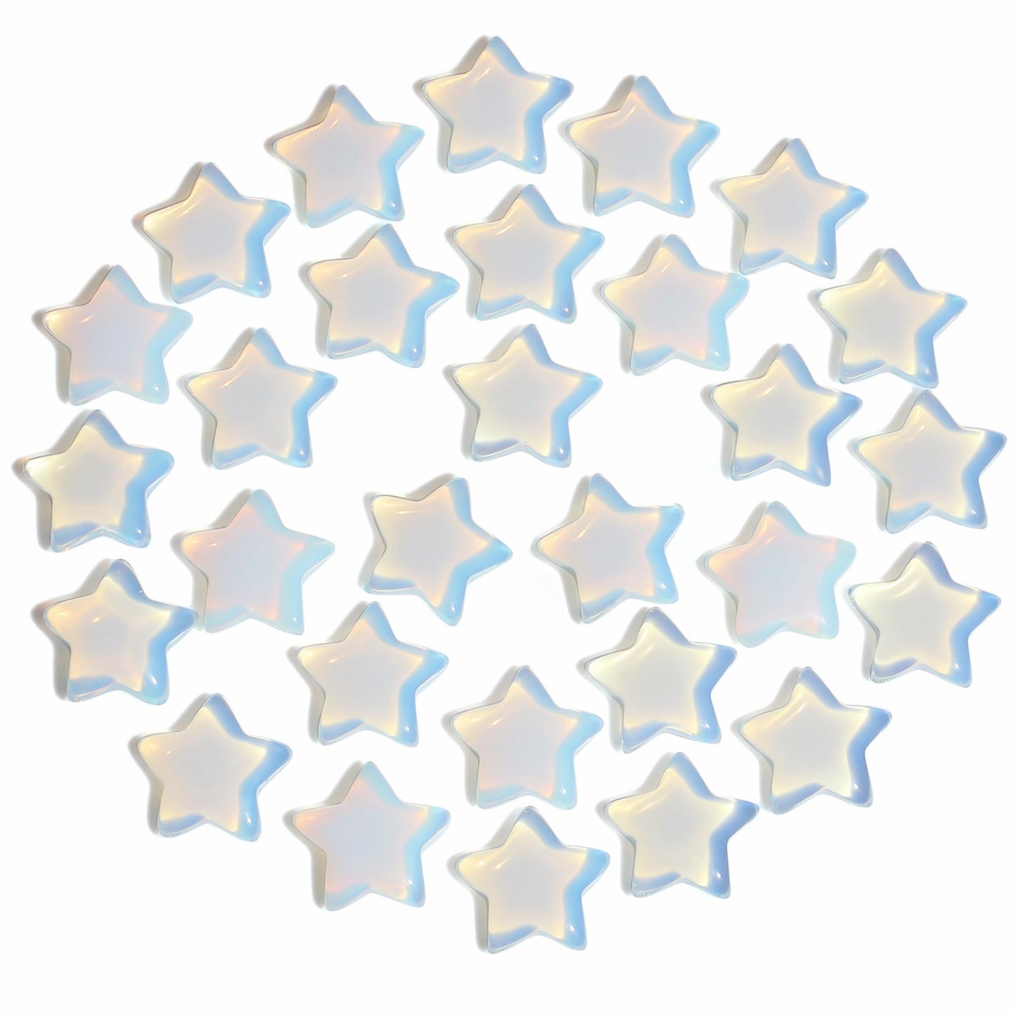 QINJIEJIE 20Pcs Opal Star Crystals Opalite Healing Stones Mini Crystal Cute Polished Pocket Stone Thumb Star Gemstones Set Bulk Wholesale Balancing Star Crystal Gift for Women Stocking Stuffers