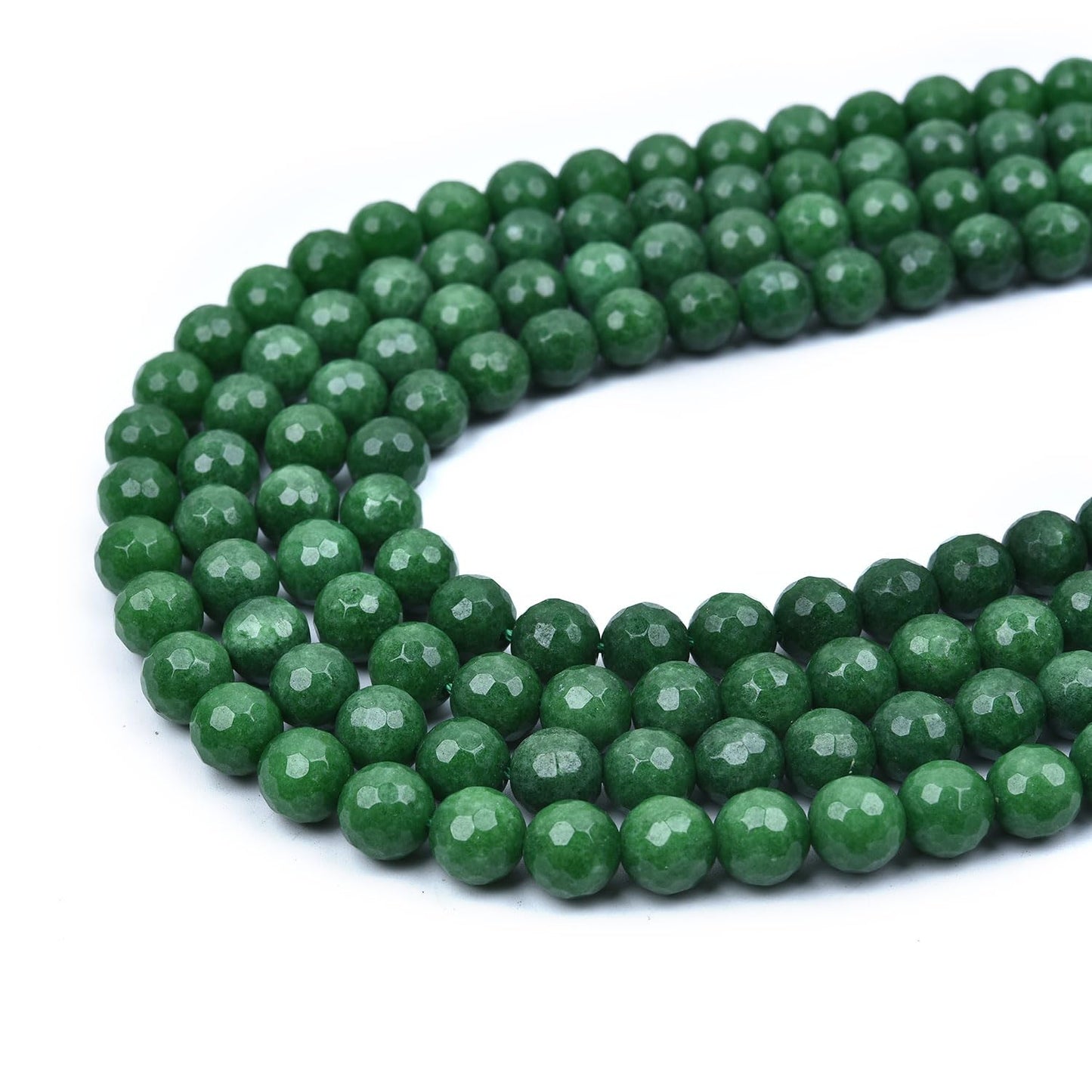 HAAMIIQII 8mm Grass Green Jade Faceted Round Stone Spacer Beads, Loose Gemstone Beads for Jewelry Making, DIY Bracelet, Necklace, Healing Crystal 15 Inch (51pcs)