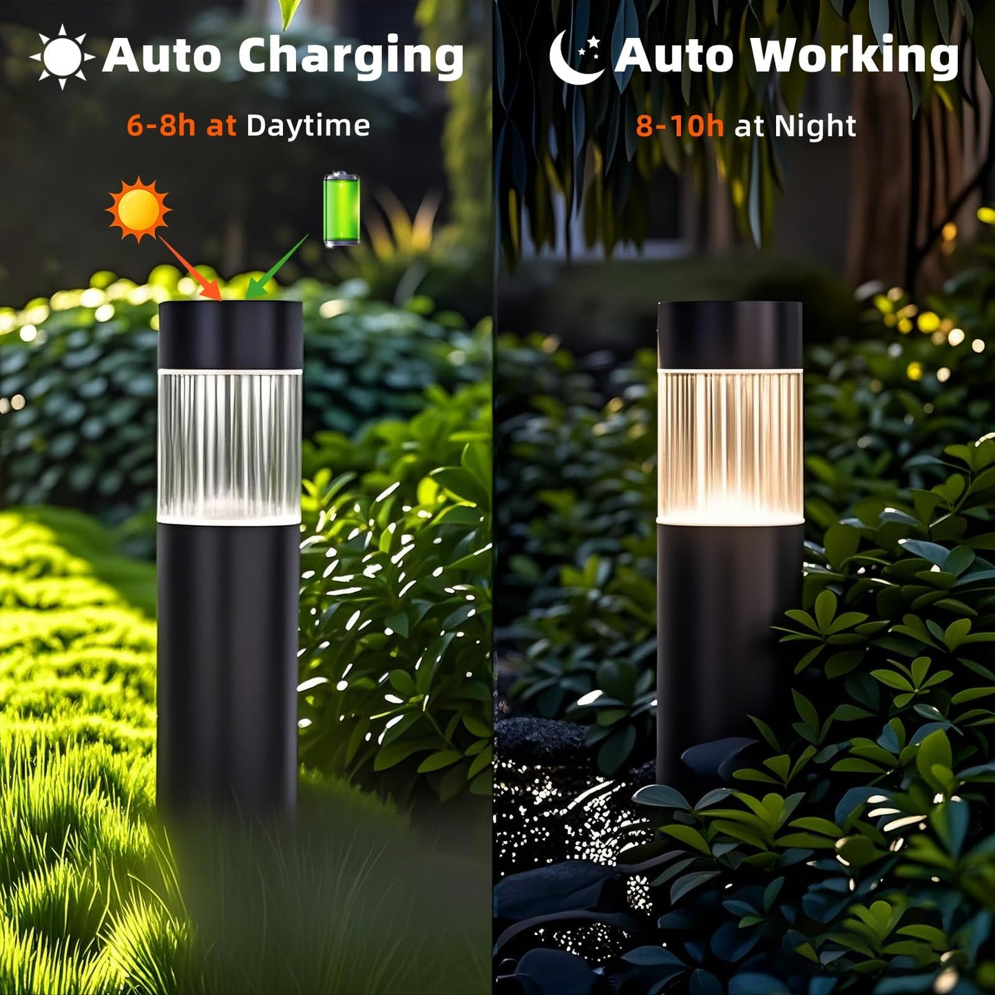 Sublume Solar Pathway Lights Outdoor, 4 Pack Large Metal Stainless Steel Solar Garden Lights, 3000K Brighter Outdoor Solar LED Lights for Yard, Path, Walkway, Driveway, Sidewalk, Landscape Lighting