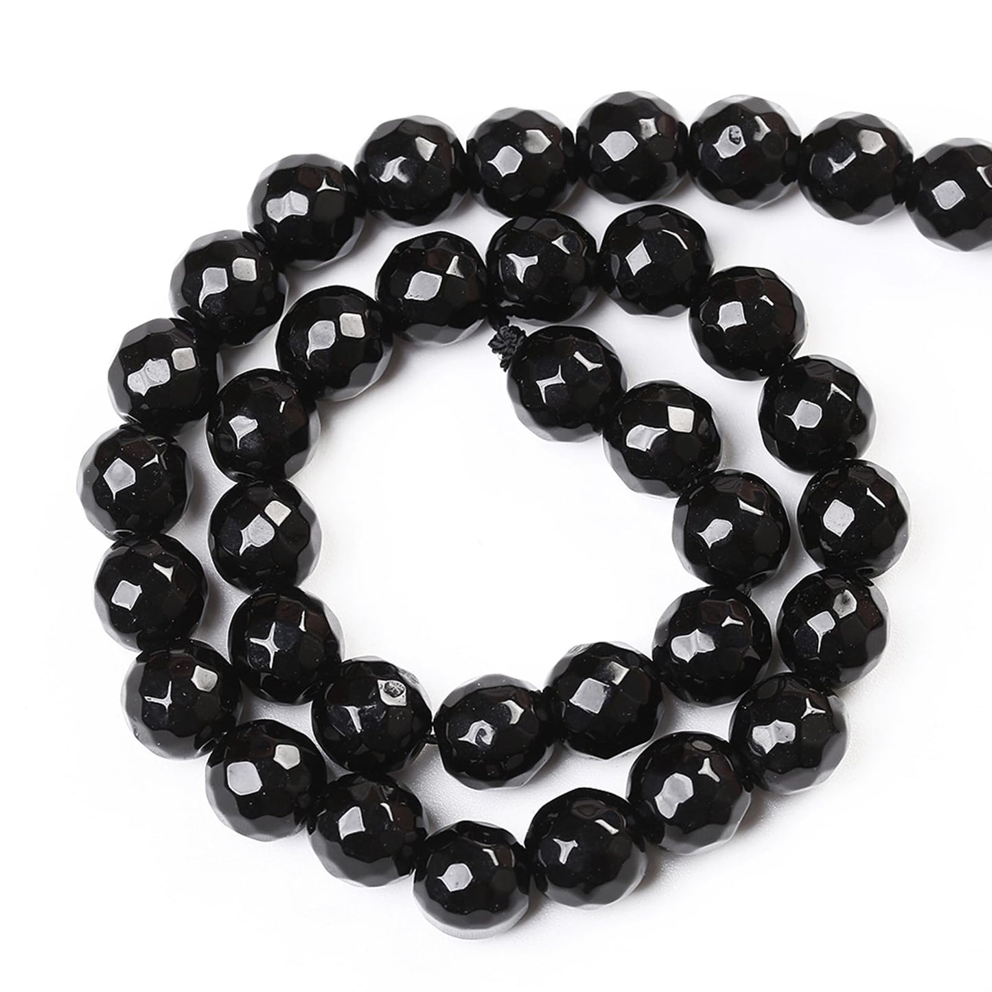 45pcs 8mm Natural Faceted Black Agate Stone Beads for Jewelry Making Energy Healing Beads DIY Bracelet Necklace Accessories 15" (8mm, Faceted Black Agate)