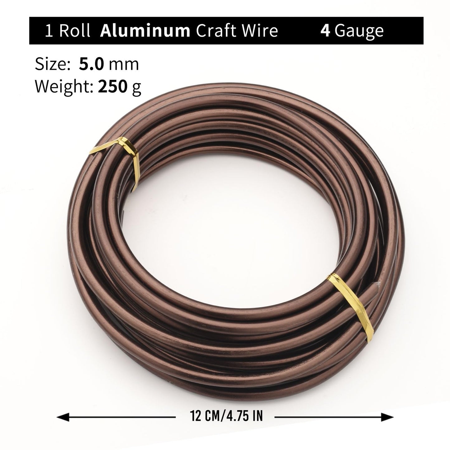 Bronze-5.0mm/4gauge-Anodized Aluminum Bonsai Training Wire 250g Large Roll,Many Size to Choose,KSVZS Bendable Metal Wire for Crafts,Sculpting,Armature and Daily Use,Necessities for Family