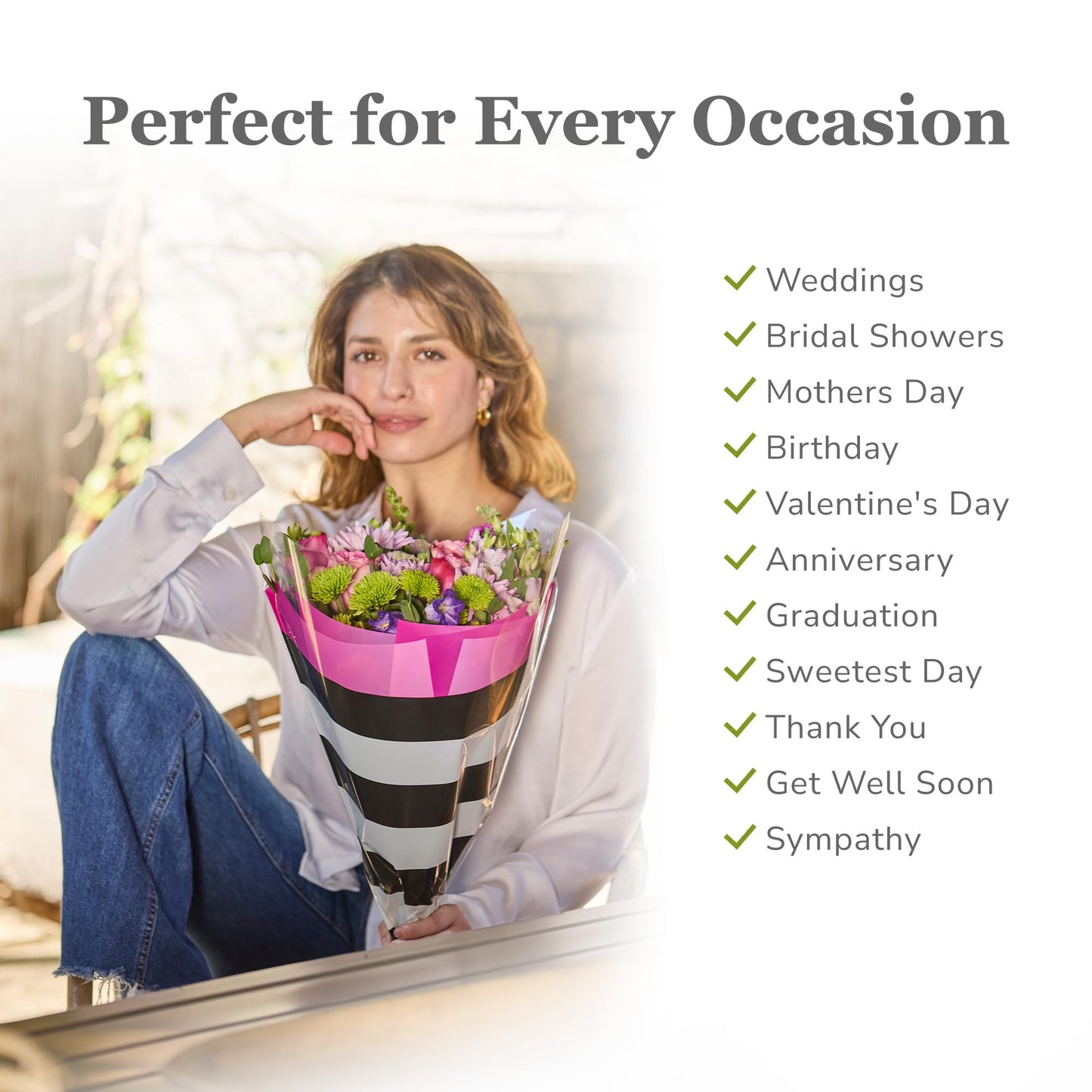 the florist Supply Glamour Sleeves 20 Pack 17.3 x 4.9 x 17.1 Inch Waterproof Flower Bouquet Sleeves, Flower Bouquet Bags, Plastic Floral Sleeves, Gift-Ready for Wedding, Birthday, Multicolor