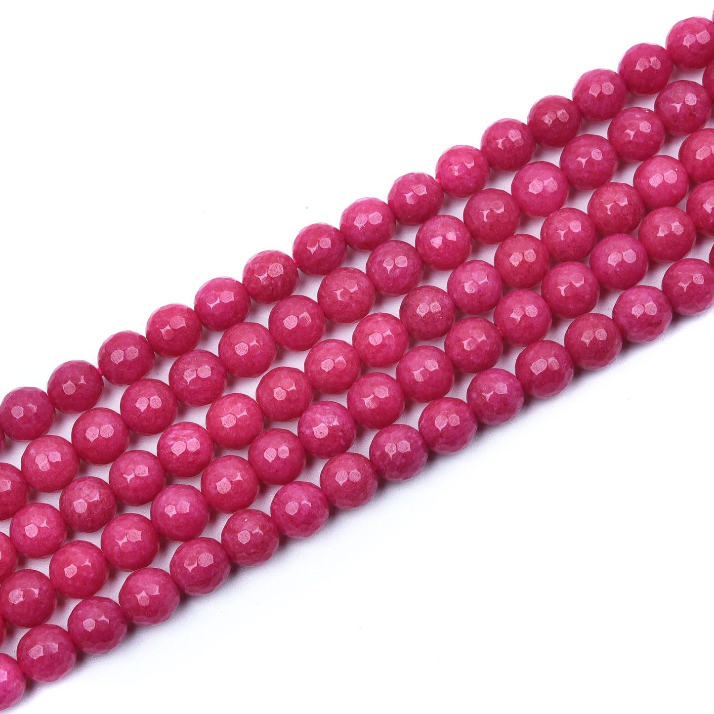 HAAMIIQII 6mm Rose Red Jade Faceted Round Stone Spacer Beads, Loose Gemstone Beads for Jewelry Making, DIY Bracelet, Necklace, Healing Crystal 15 Inch (65pcs)